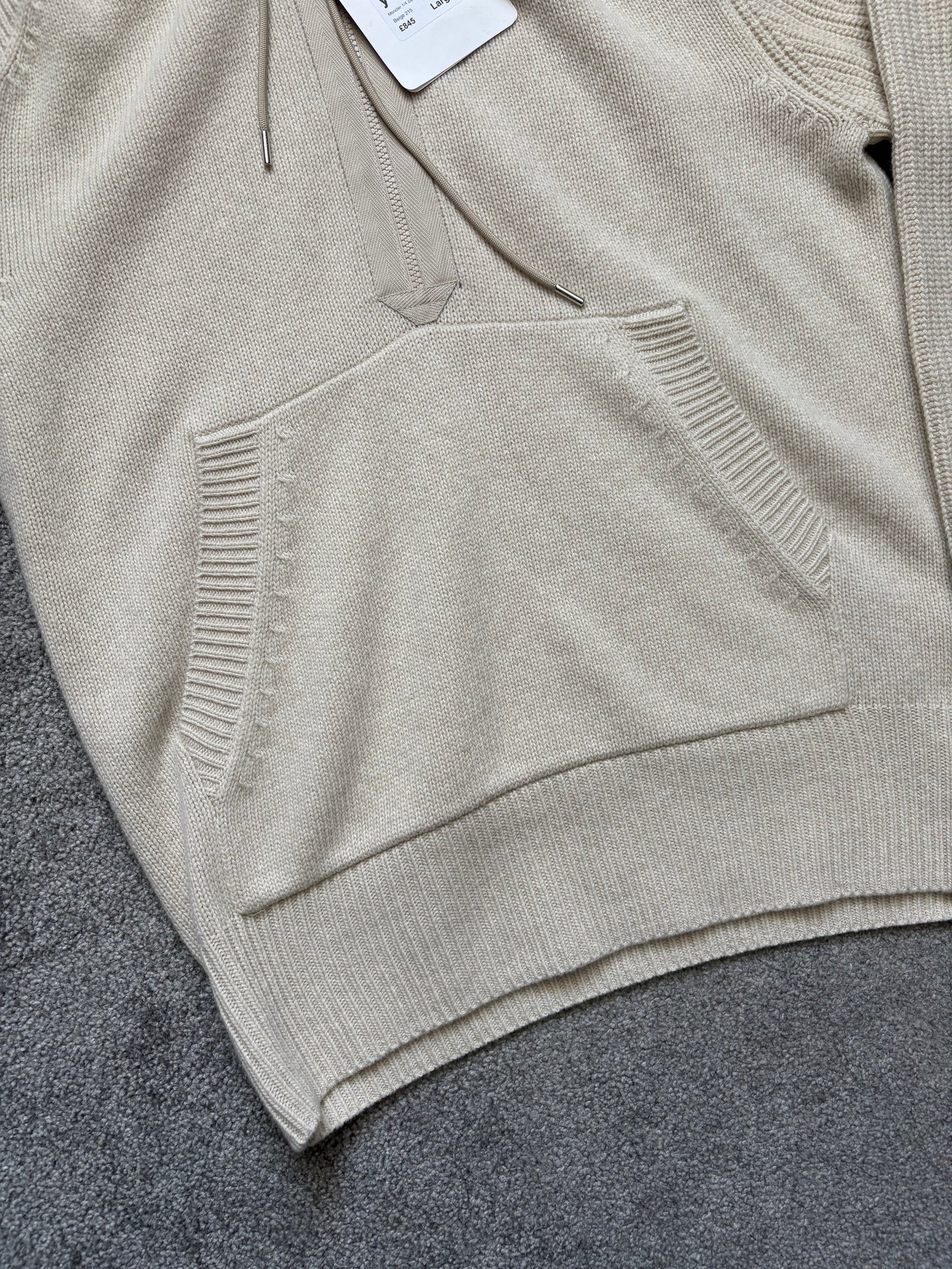 Moncler Half Zip Wool & Cashmere Beige Hoodie