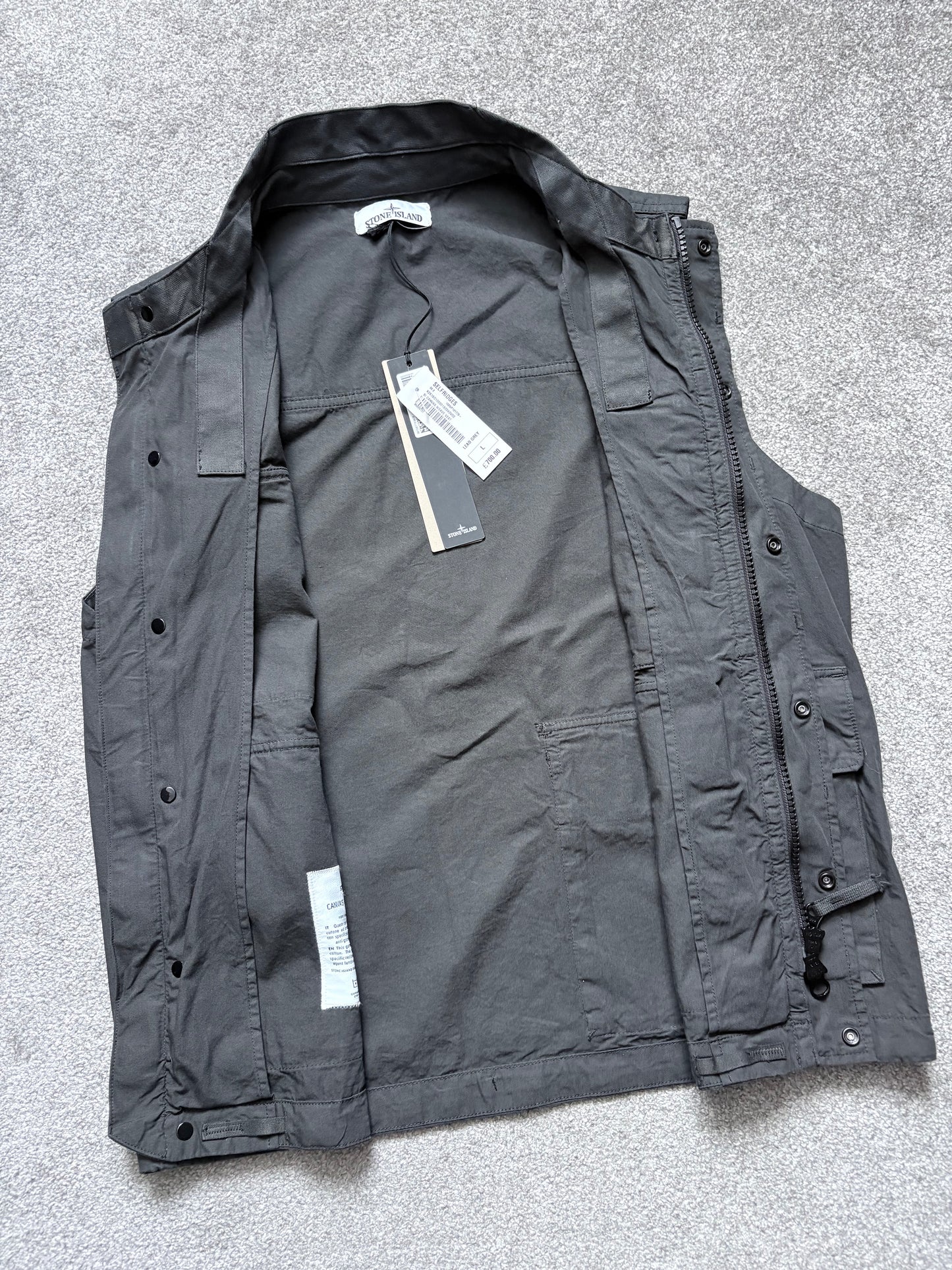 Stone Island Grey Canvas Weave Cotton Vest