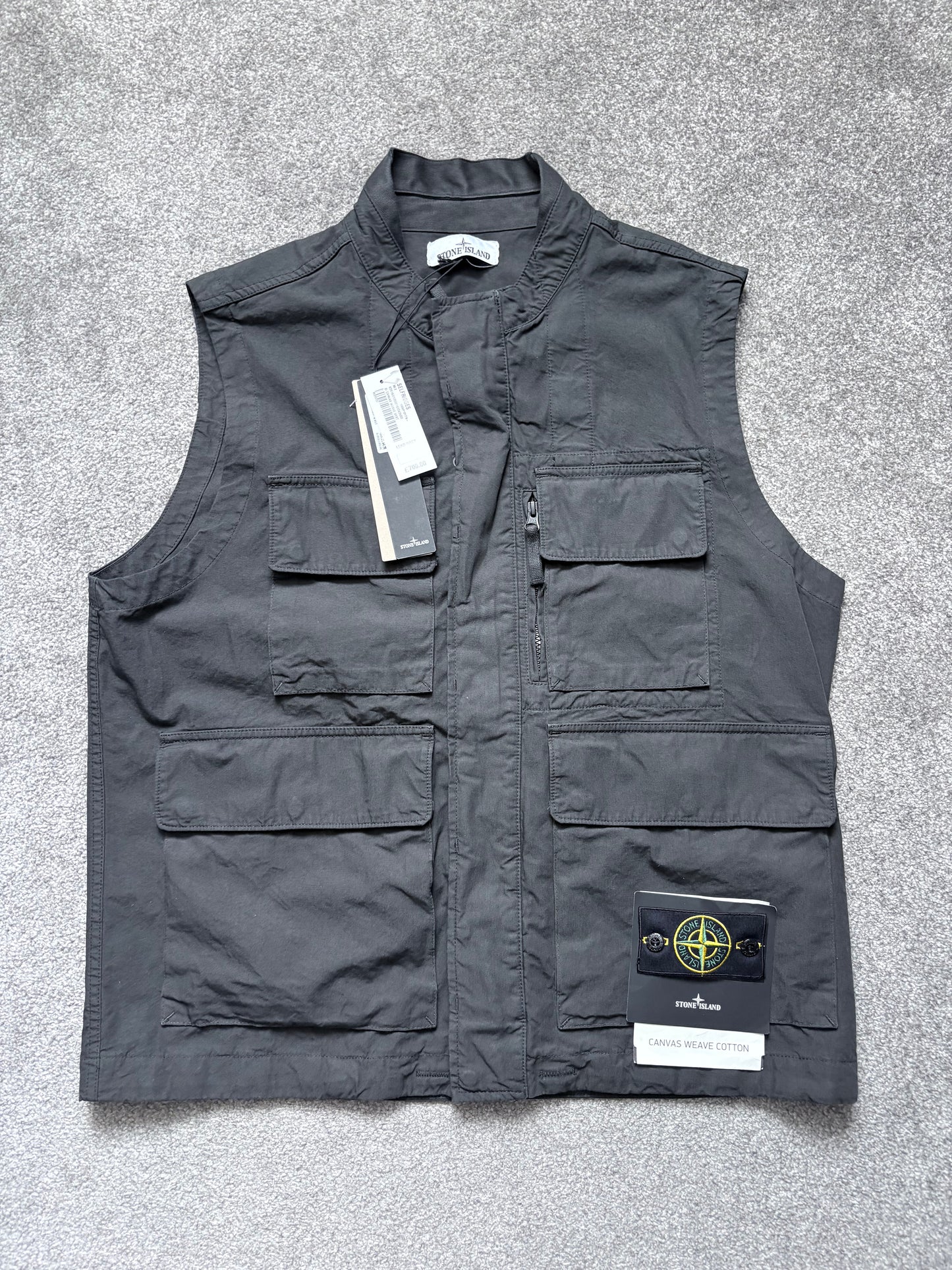 Stone Island Grey Canvas Weave Cotton Vest