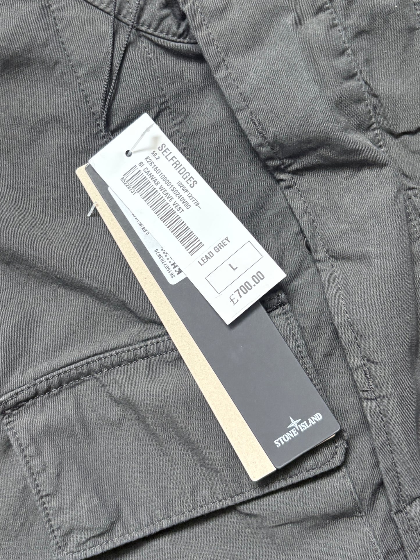 Stone Island Grey Canvas Weave Cotton Vest