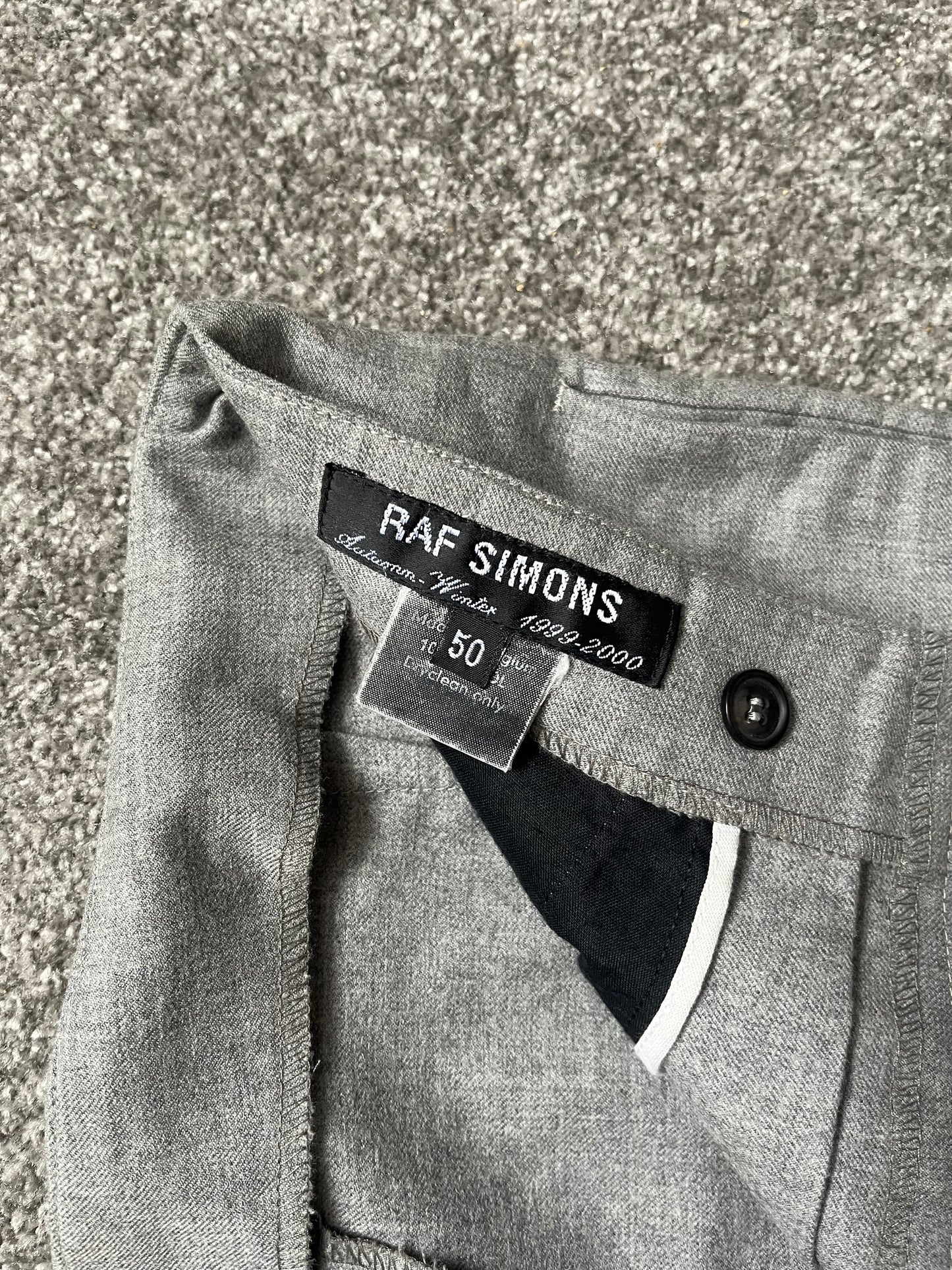 Raf Simons 1999 - 2000 Pleated Grey Flare Trousers