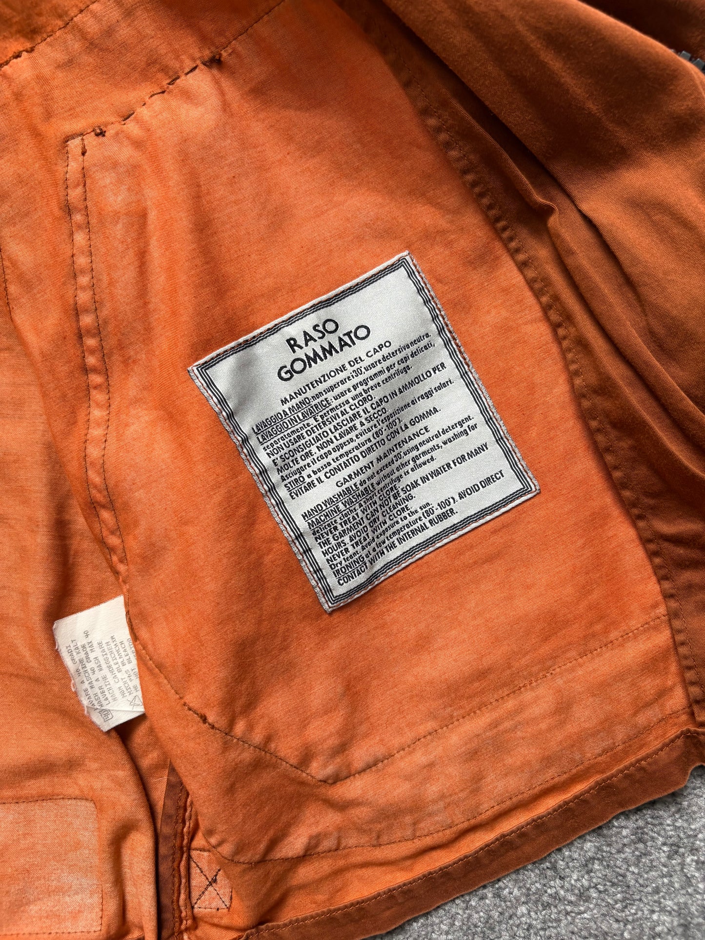 Stone Island 1995 Raso Gommato Orange Jacket