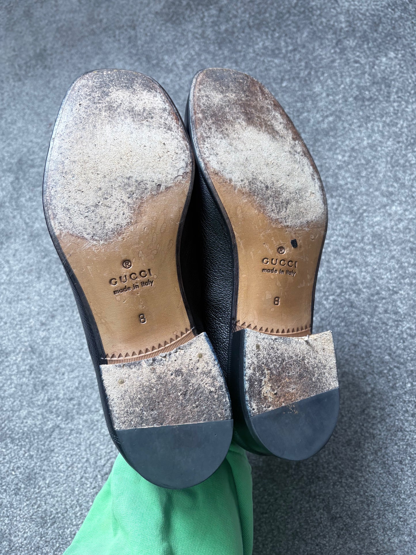 Gucci Bonnie Black Leather Horsebit Web Loafers