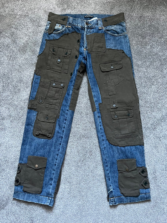 Dolce & Gabbana A/W05 Hybrid Multi Pocket Cargo Denim Jeans