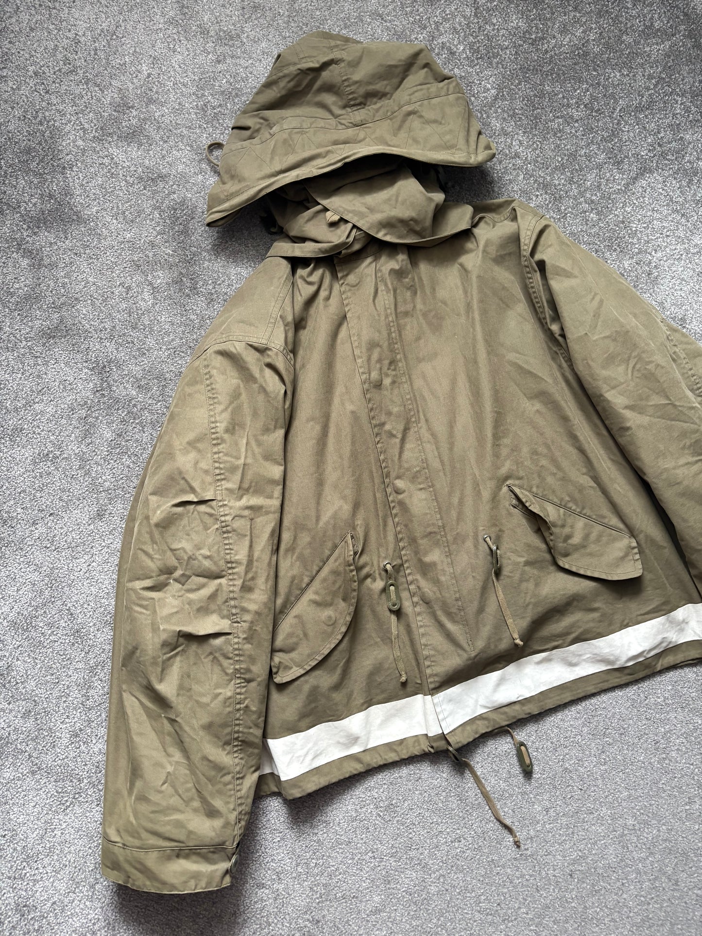 Helmut Lang 1997 Paint Stripe Military Parka Jacket Vintage