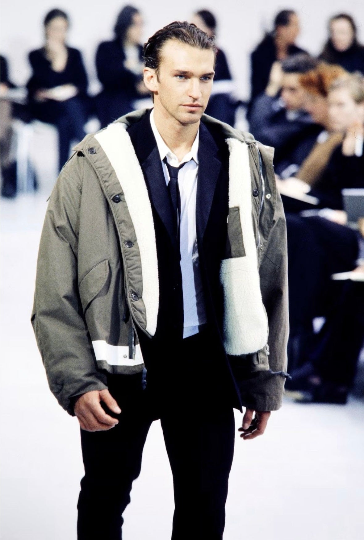 Helmut Lang 1997 Paint Stripe Military Parka Jacket Vintage