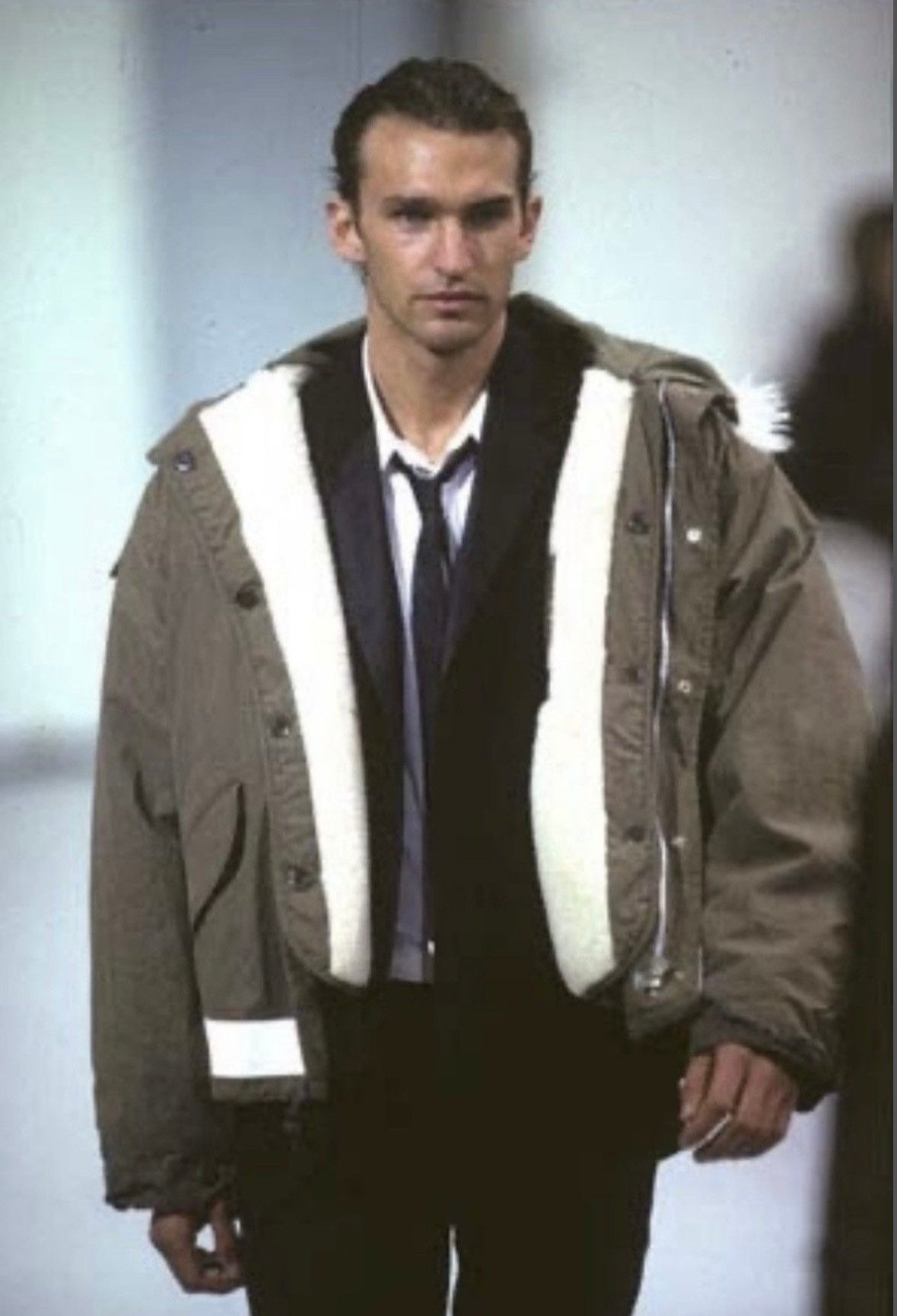 Helmut Lang 1997 Paint Stripe Military Parka Jacket Vintage