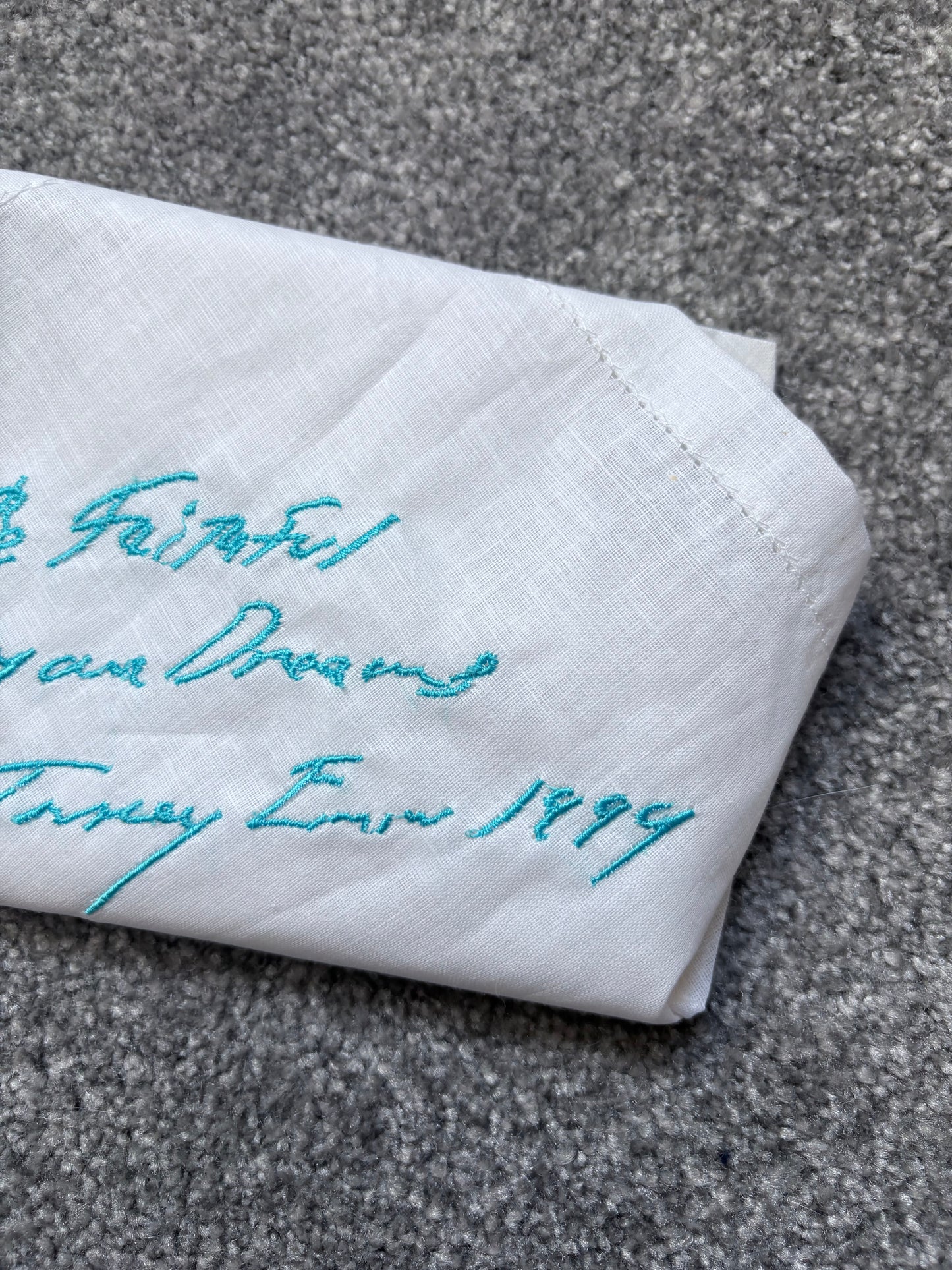 Tracey Emin 1999 Be Faithful To Your Dreams Embroidered Cotton Handkerchief