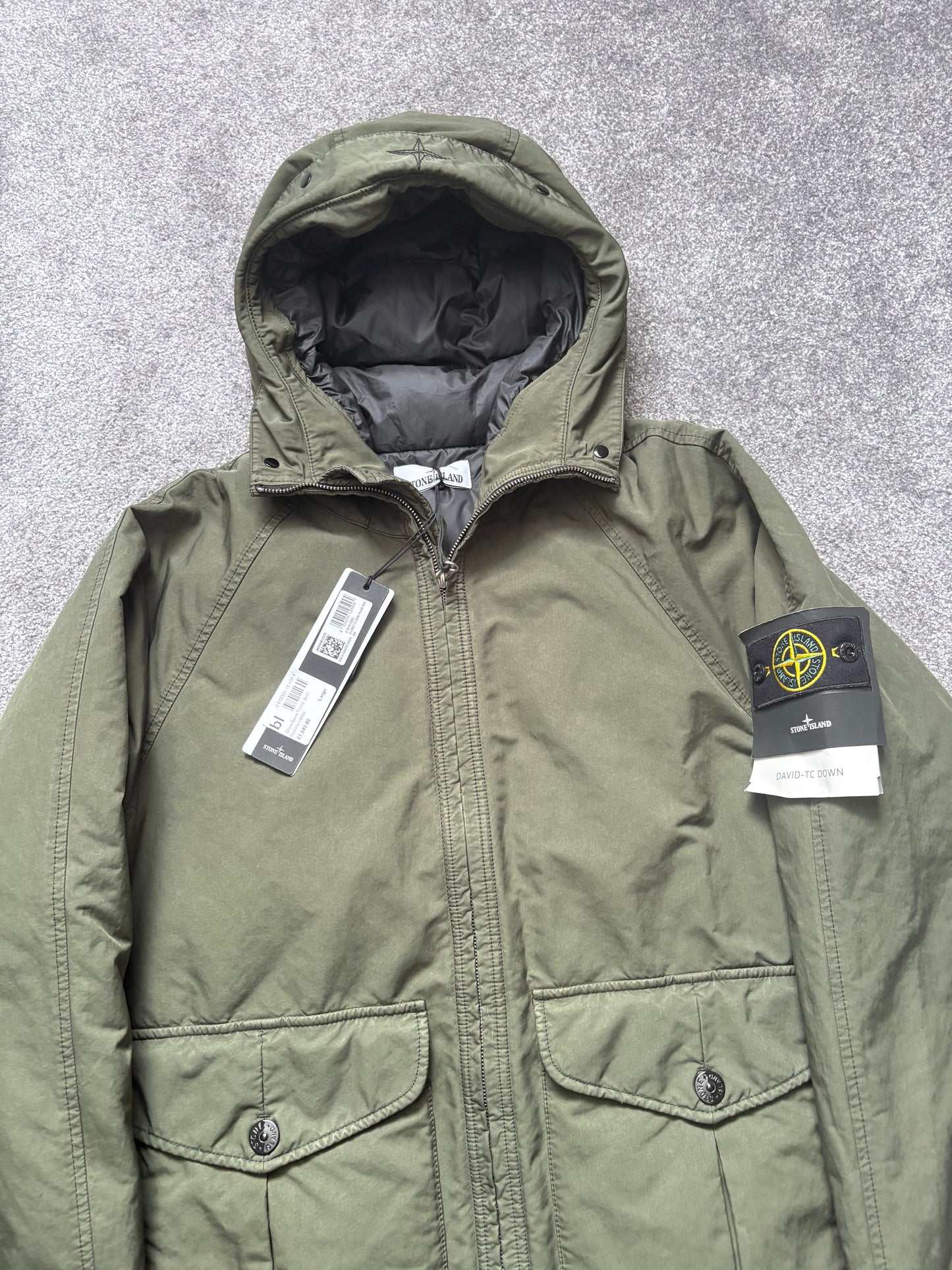 Stone Island Olive David-TC Canvas Down Field Jacket