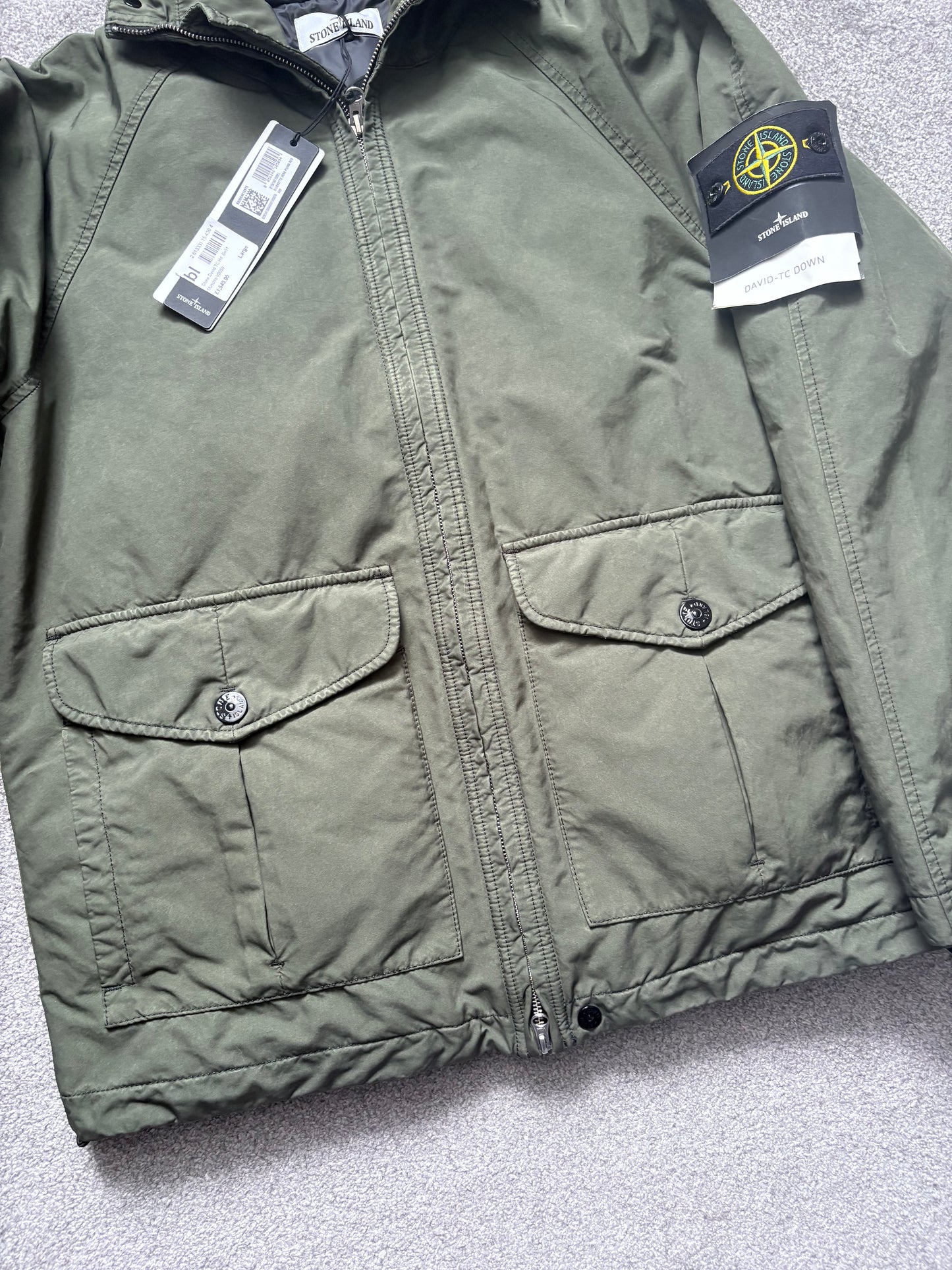 Stone Island Olive David-TC Canvas Down Field Jacket