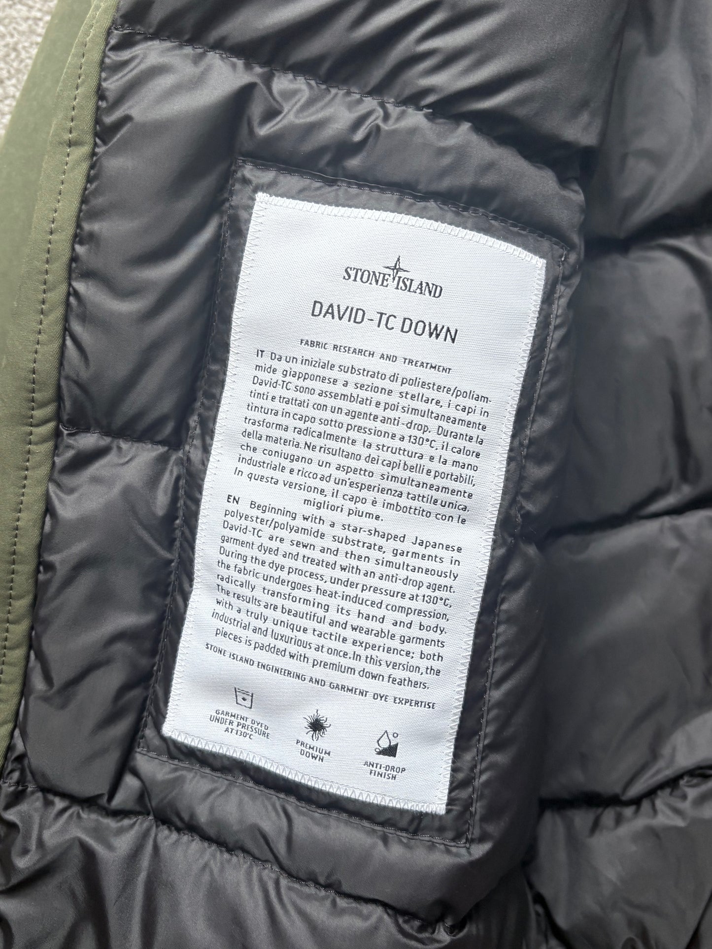 Stone Island Olive David-TC Canvas Down Field Jacket