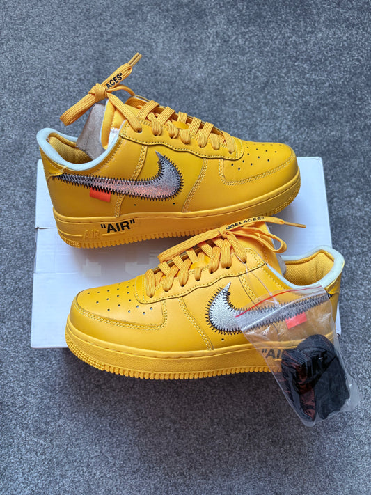 Nike Off White ICA Lemonade University Gold Air Force 1s