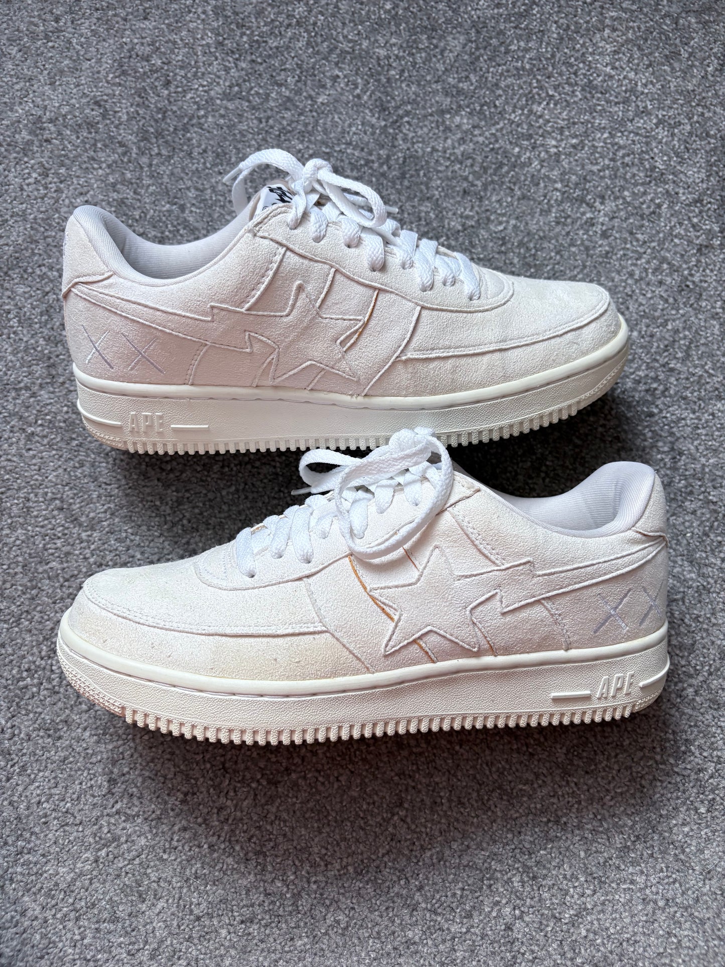 Bape x Kaws 2005 White Suede Bapesta Trainers