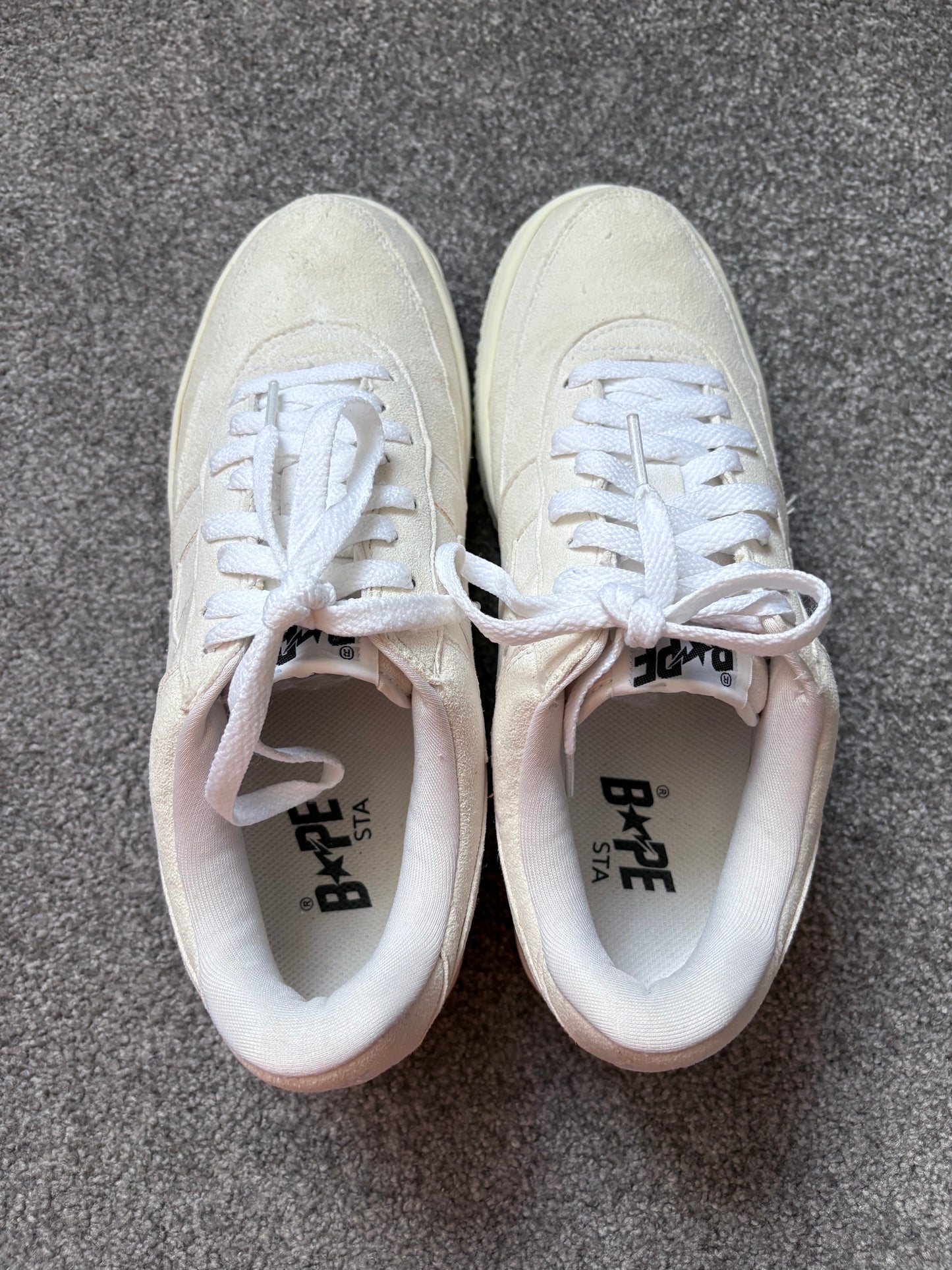 Bape x Kaws 2005 White Suede Bapesta Trainers