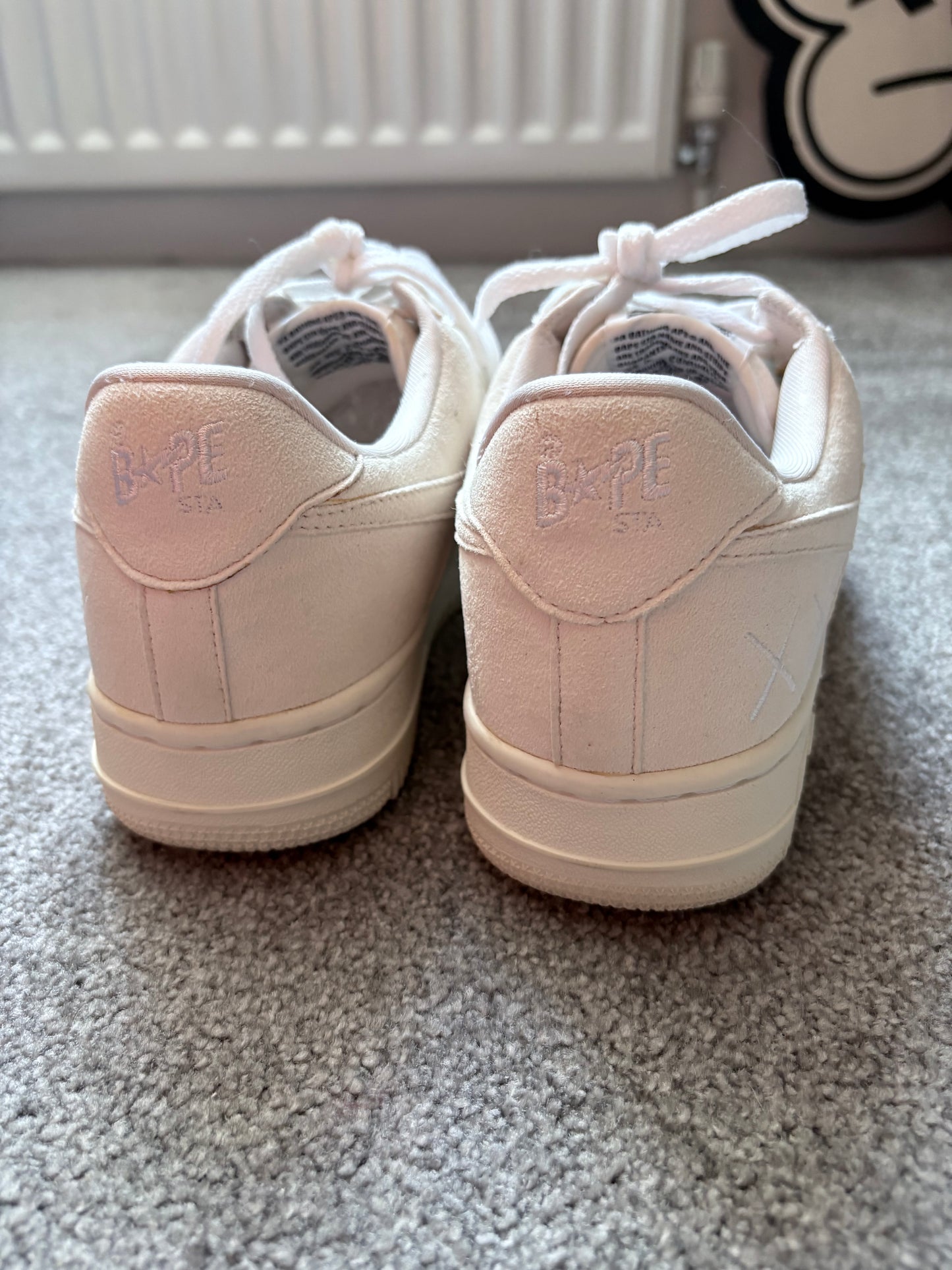 Bape x Kaws 2005 White Suede Bapesta Trainers