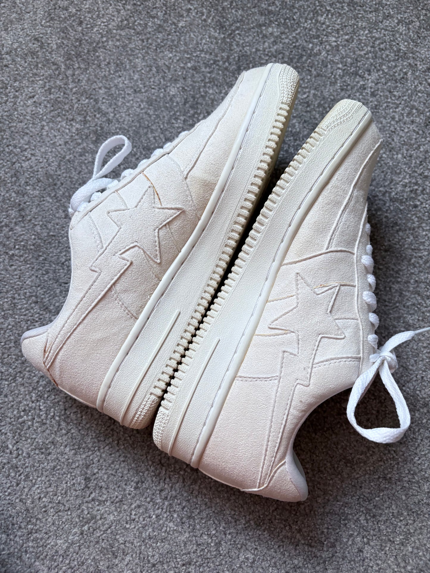 Bape x Kaws 2005 White Suede Bapesta Trainers
