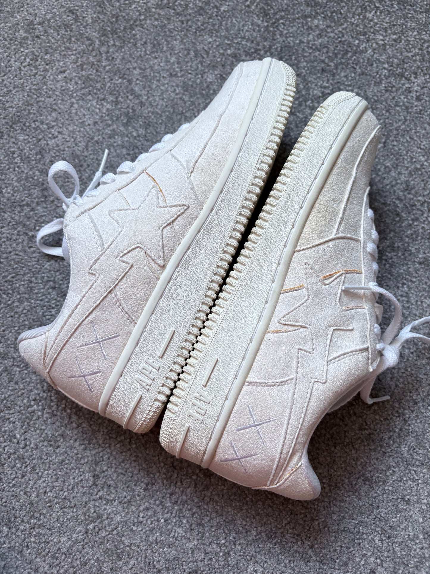 Bape x Kaws 2005 White Suede Bapesta Trainers