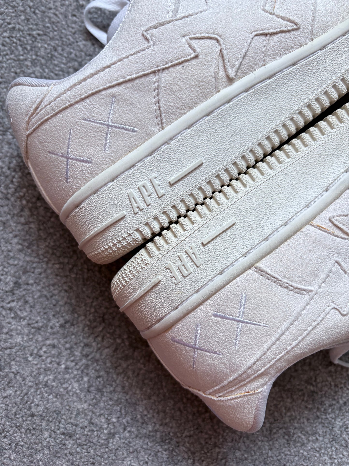 Bape x Kaws 2005 White Suede Bapesta Trainers