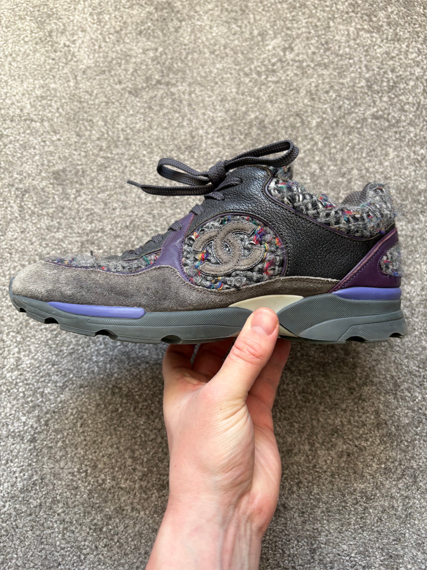 Chanel Tweed Runners Trainers UK7 US8 EU40