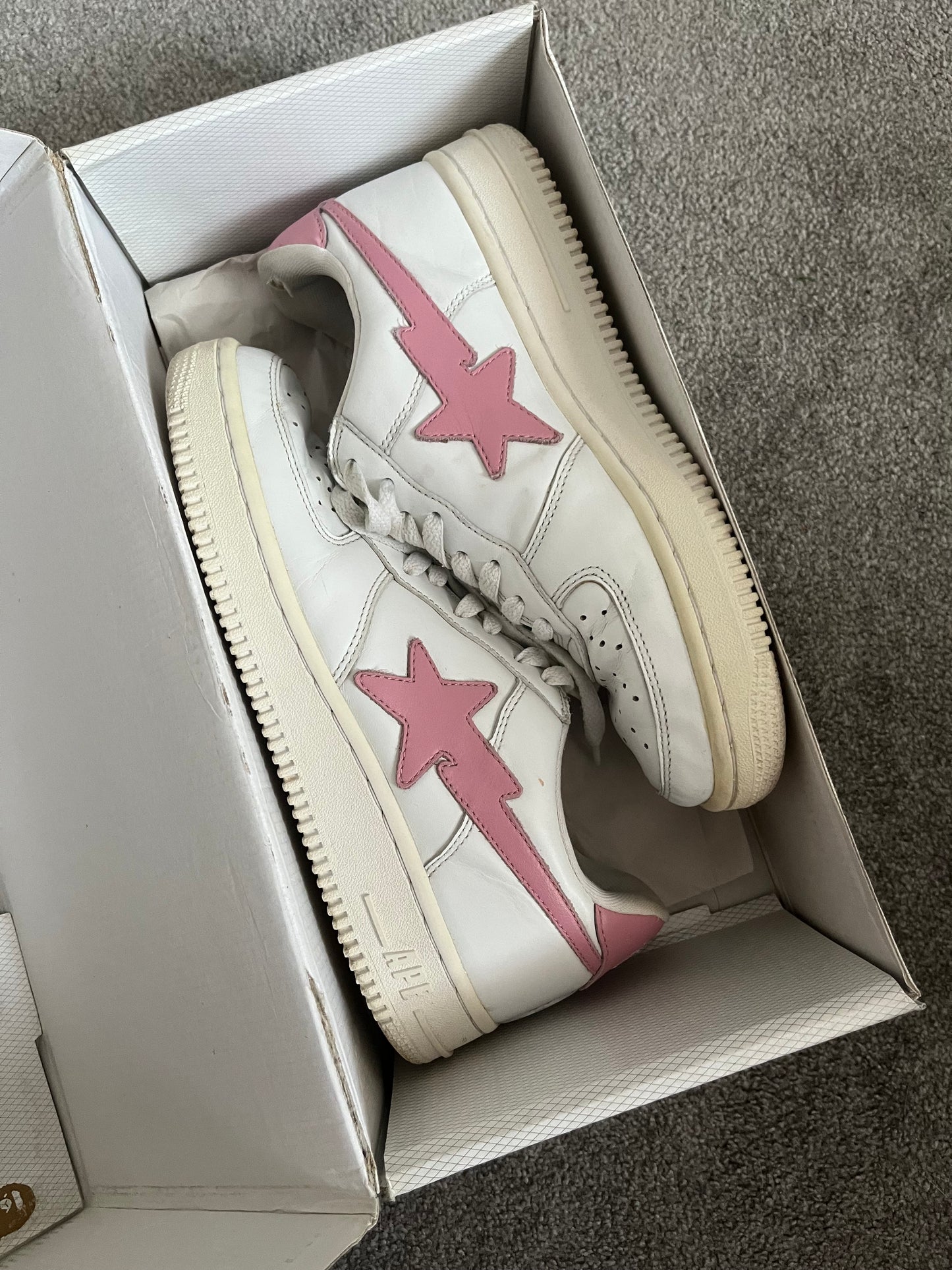 Bape Pink White Leather 2004 Bapestas