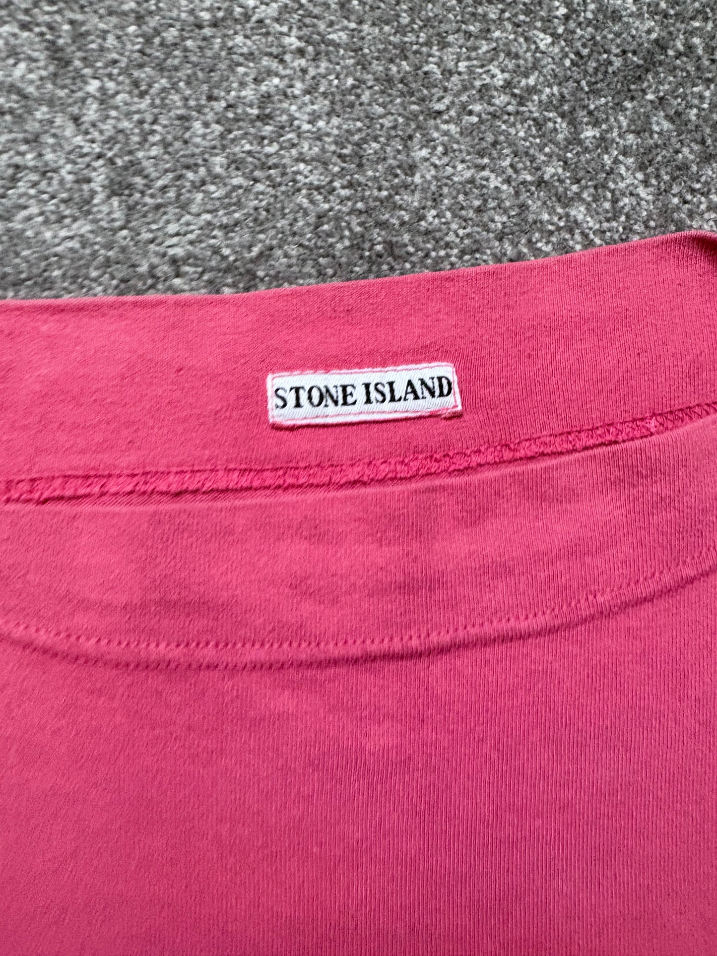 Stone Island 80s Red Boat Neck Spellout Shirt