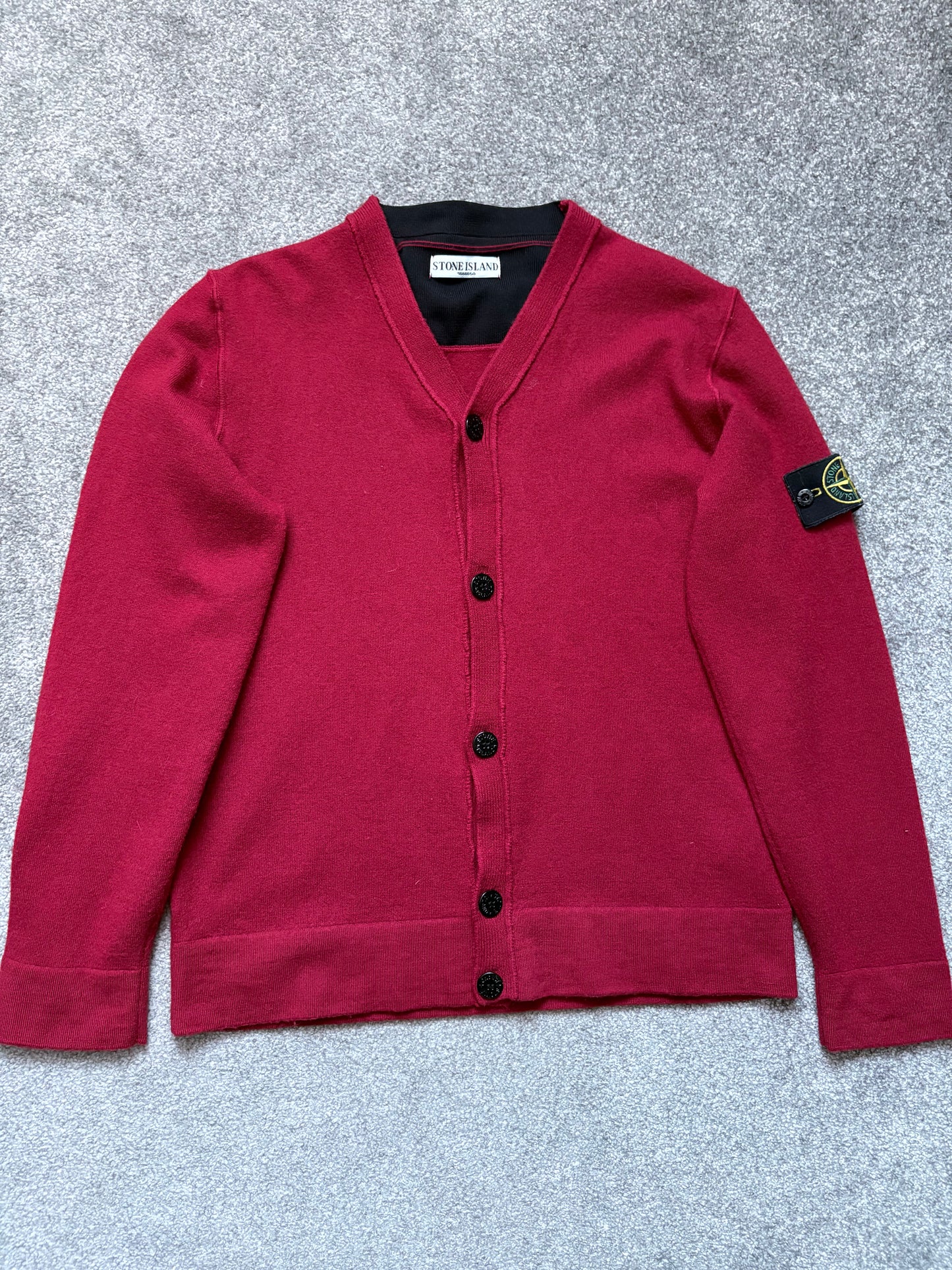 Stone Island 2009 Red Wool Cardigan