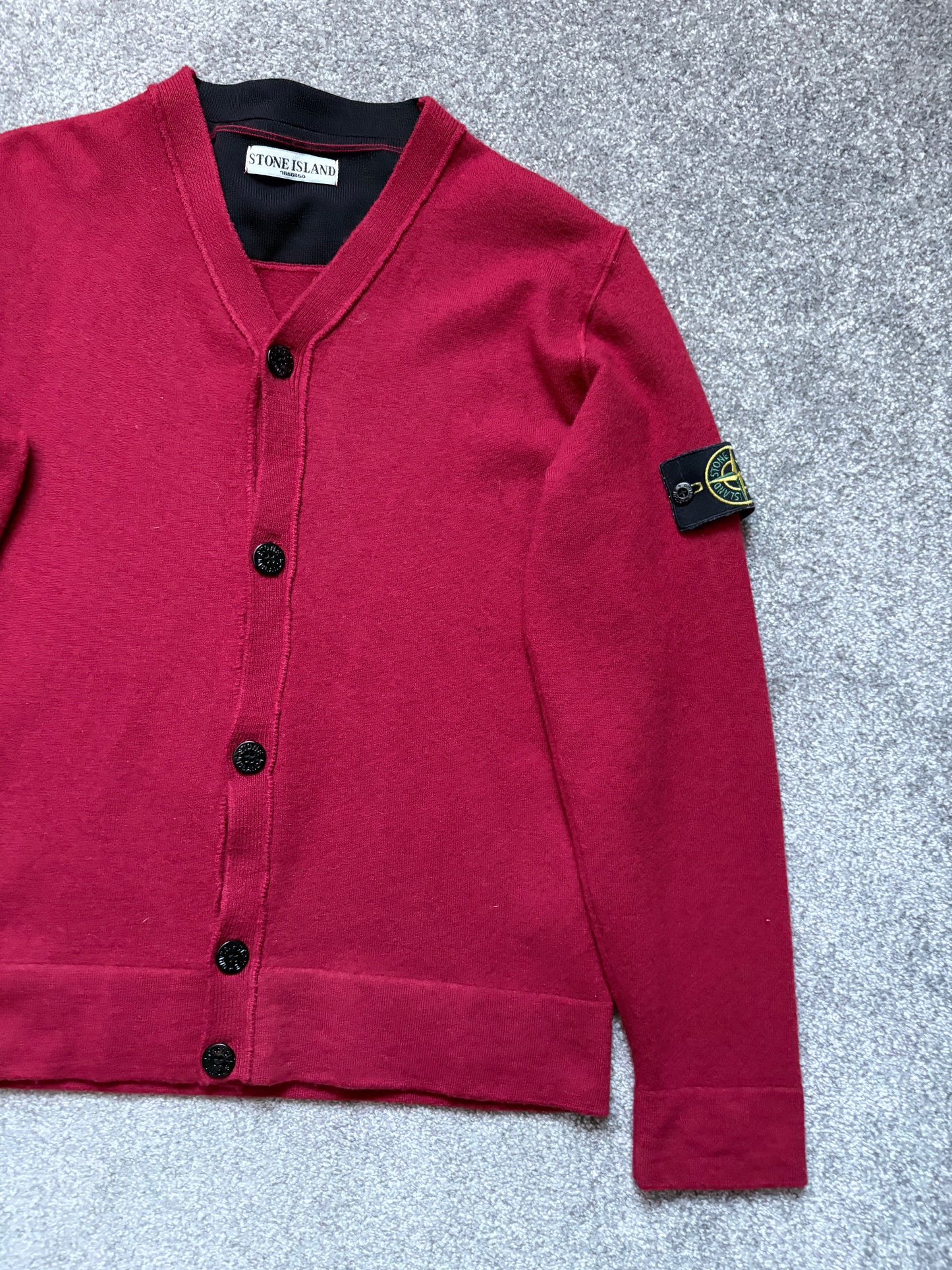 Stone Island 2009 Red Wool Cardigan