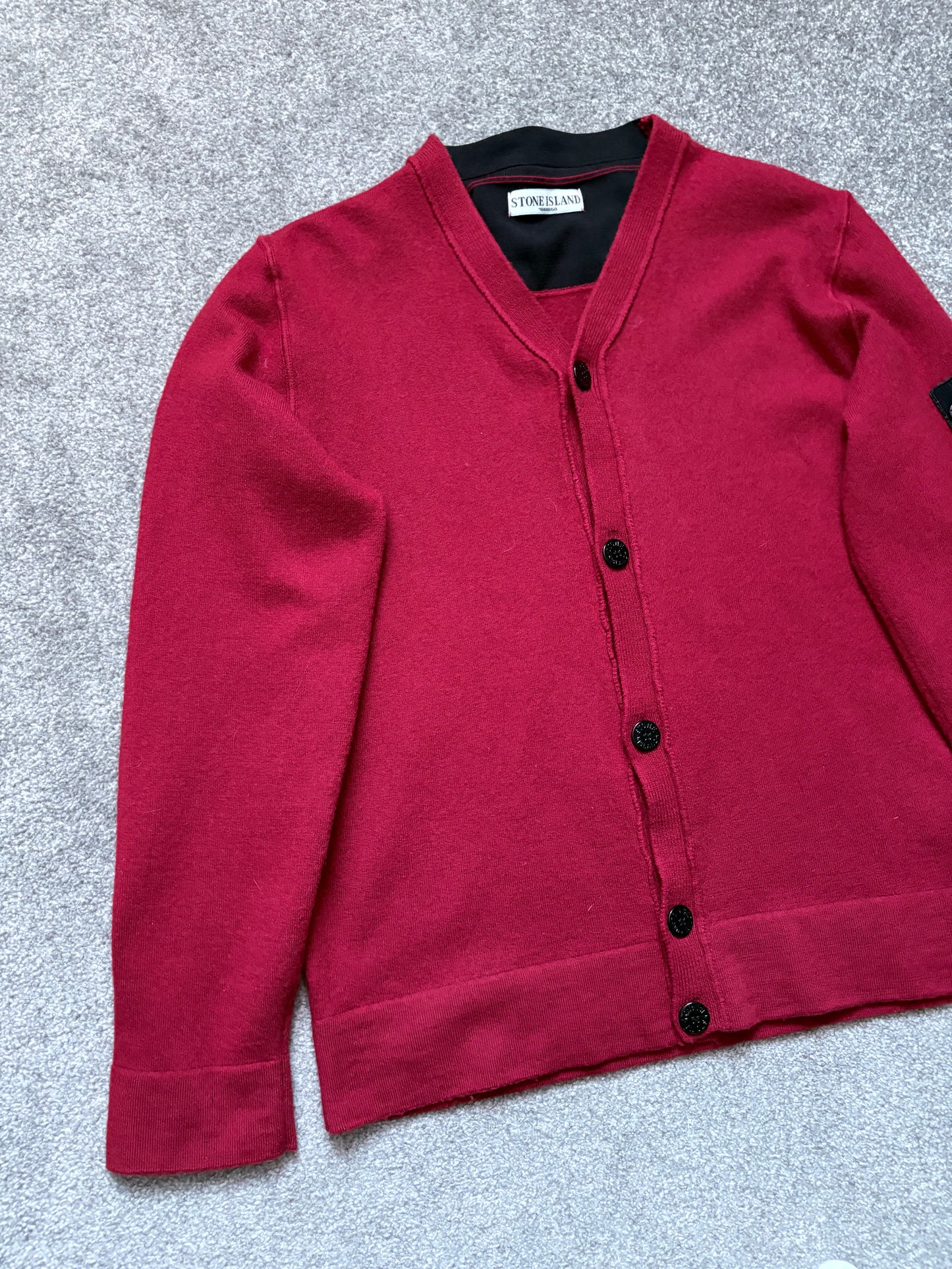 Stone Island 2009 Red Wool Cardigan
