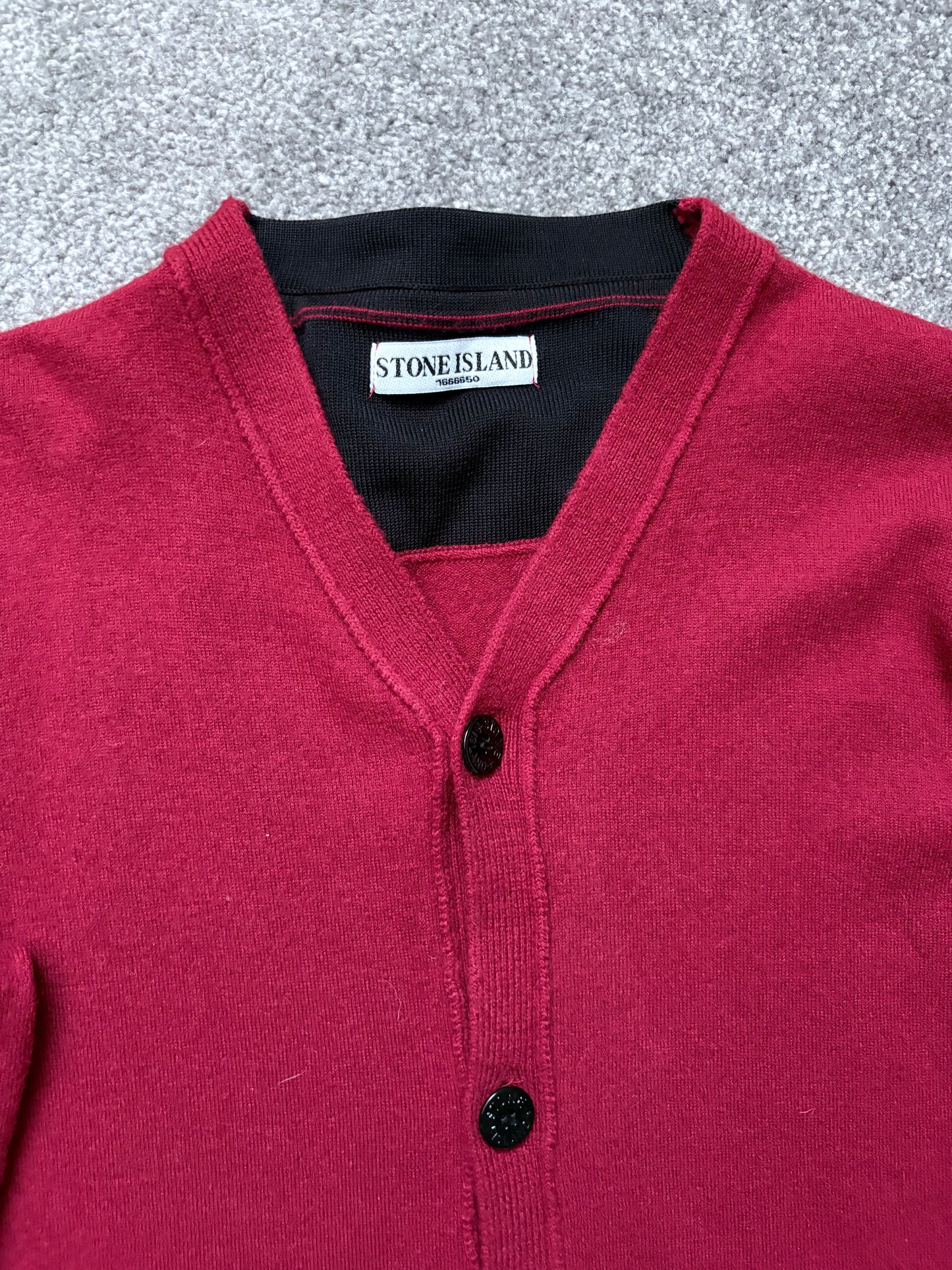 Stone Island 2009 Red Wool Cardigan