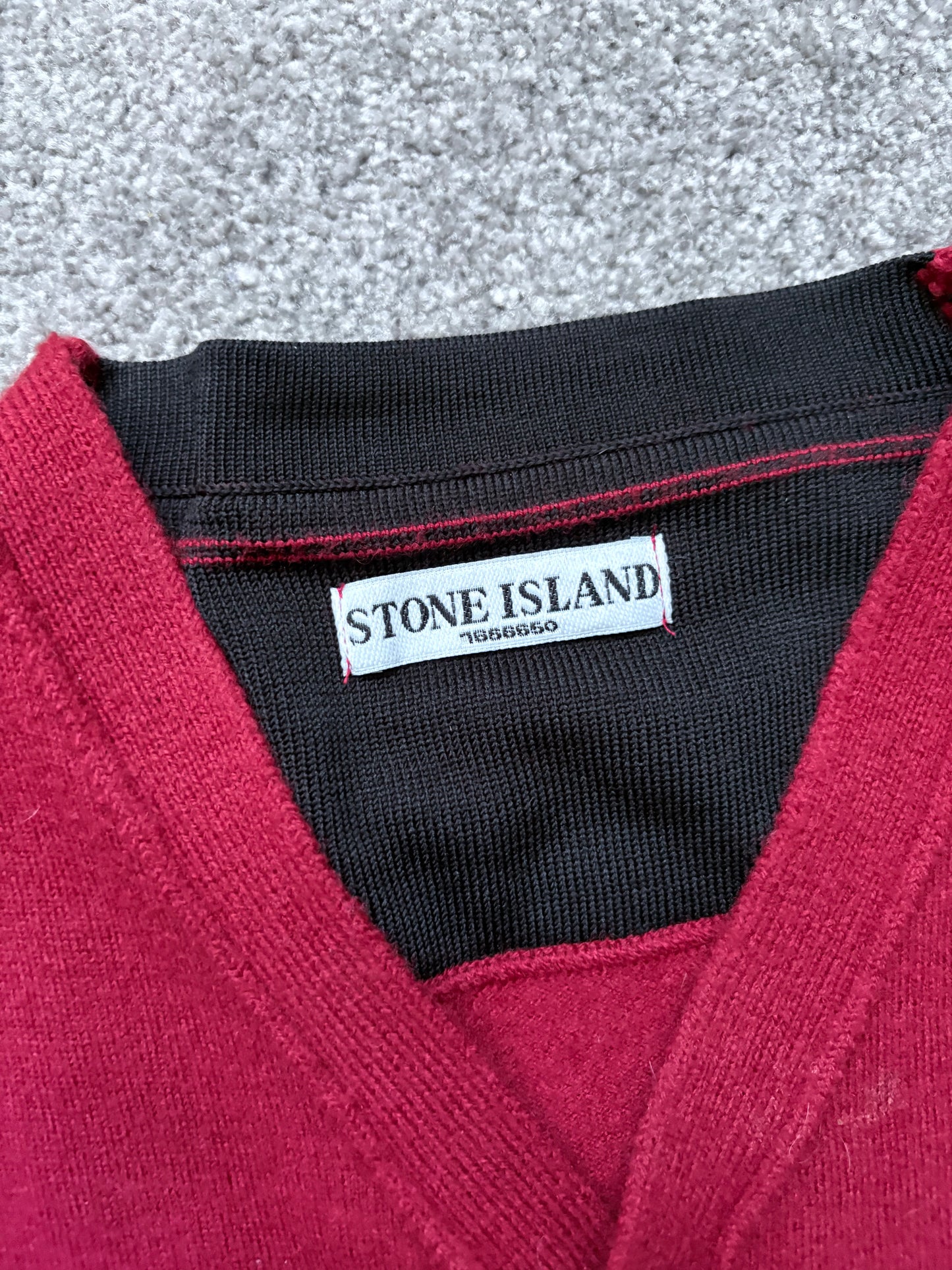 Stone Island 2009 Red Wool Cardigan