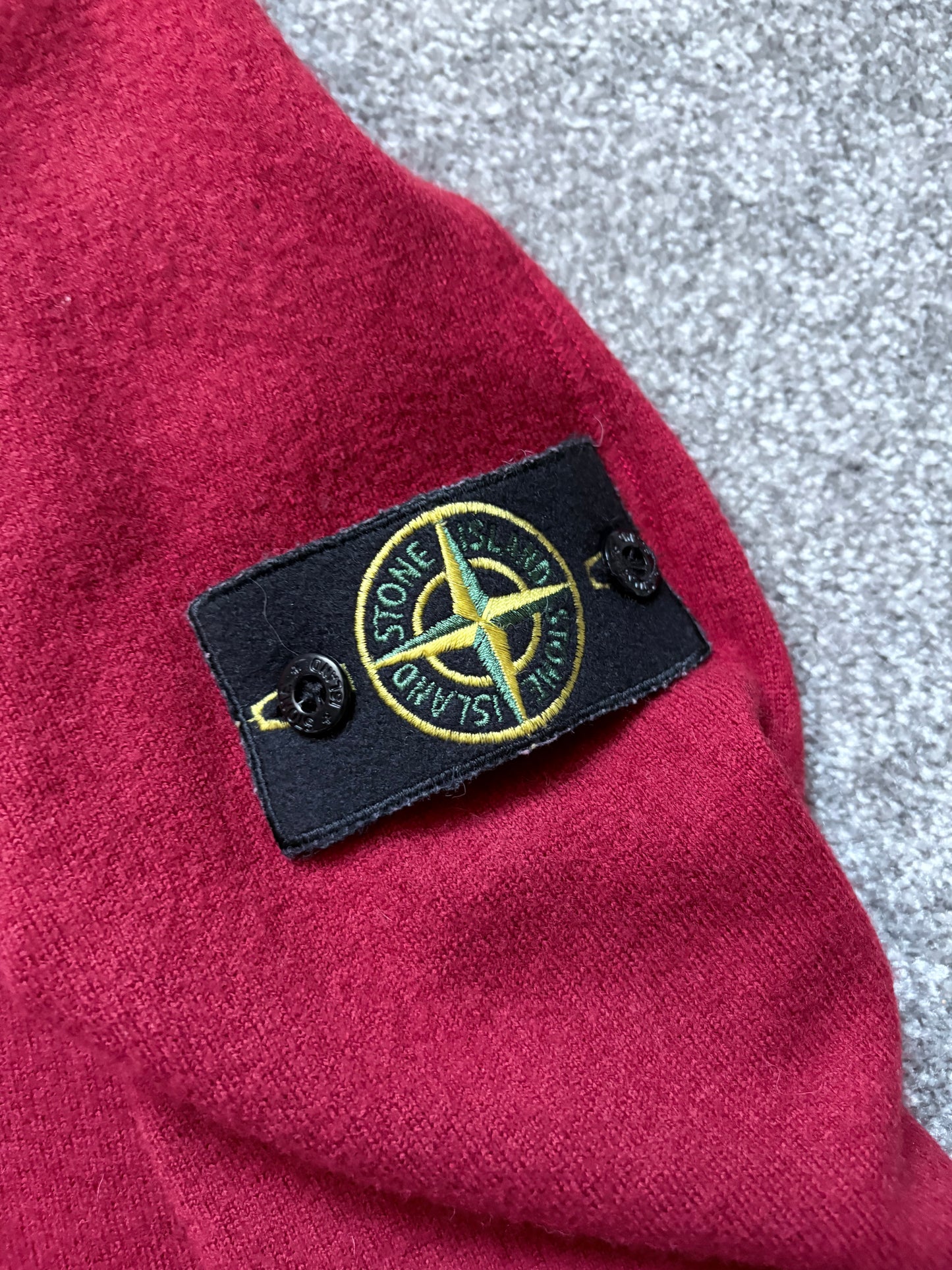 Stone Island 2009 Red Wool Cardigan