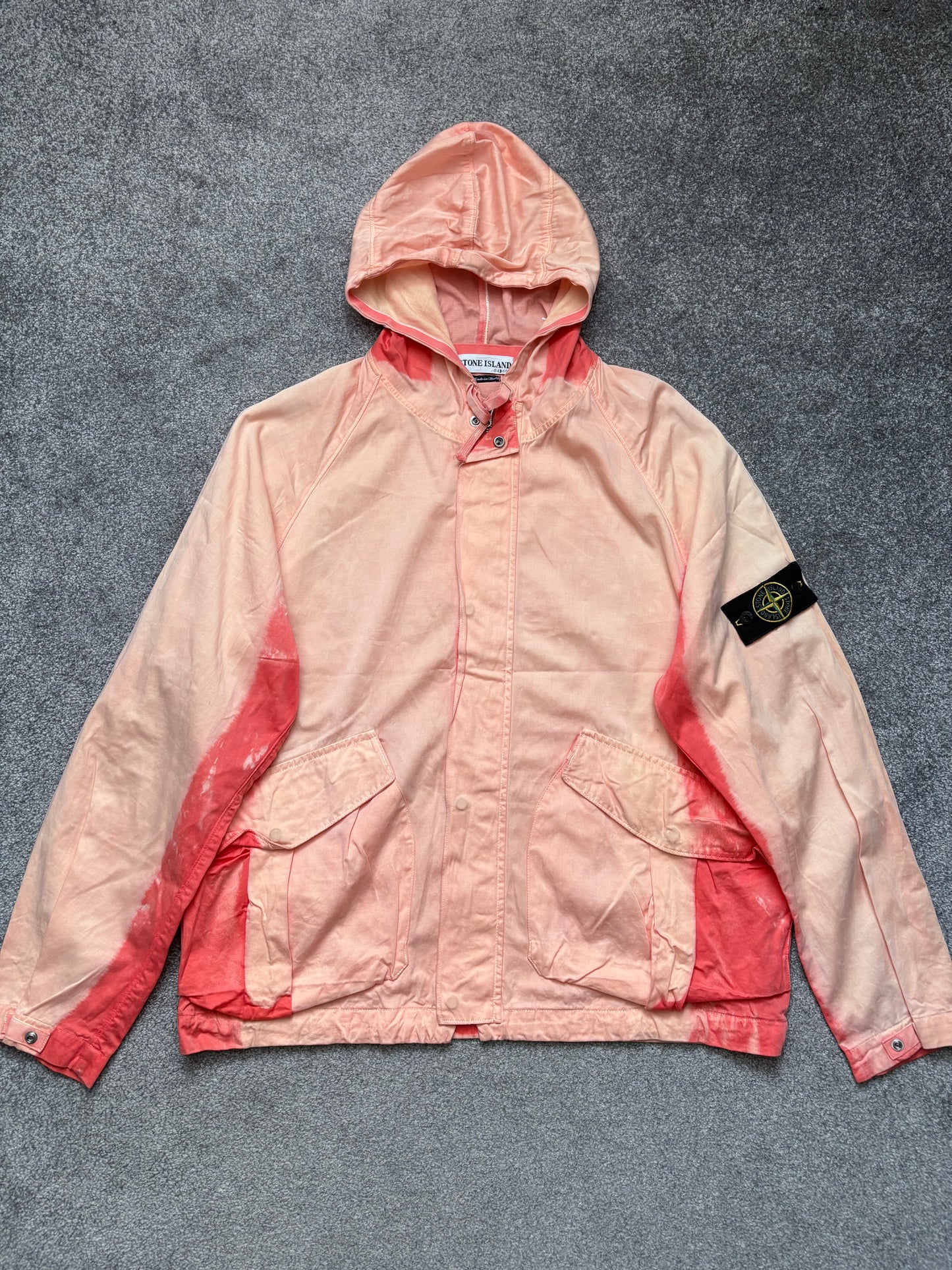 Stone Island 2002 Orange Sun Bleached Raso Gommato Jacket