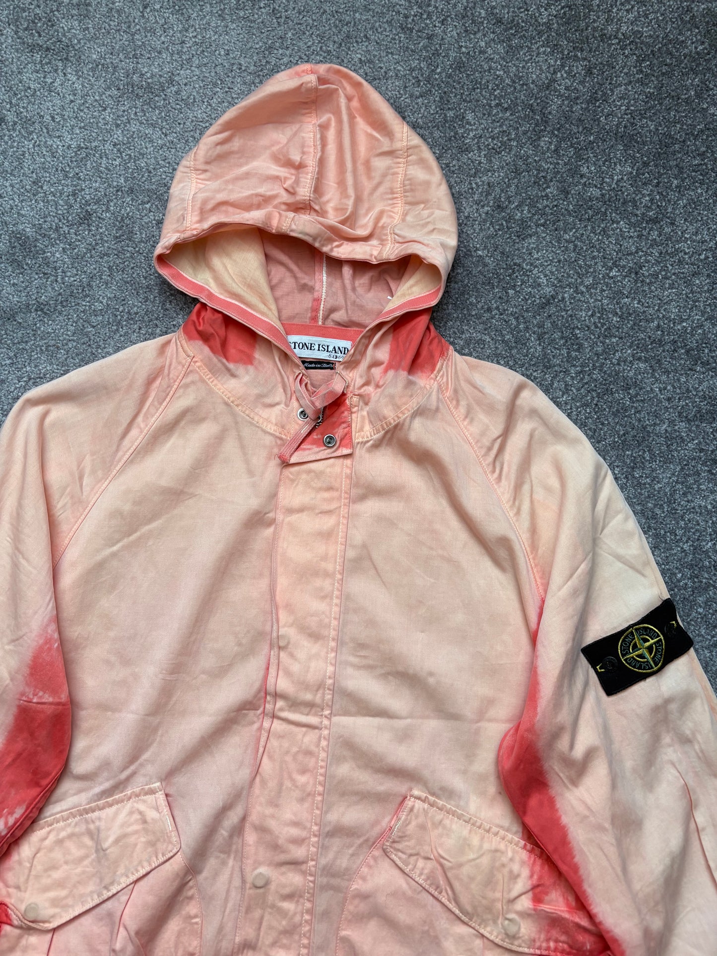 Stone Island 2002 Orange Sun Bleached Raso Gommato Jacket