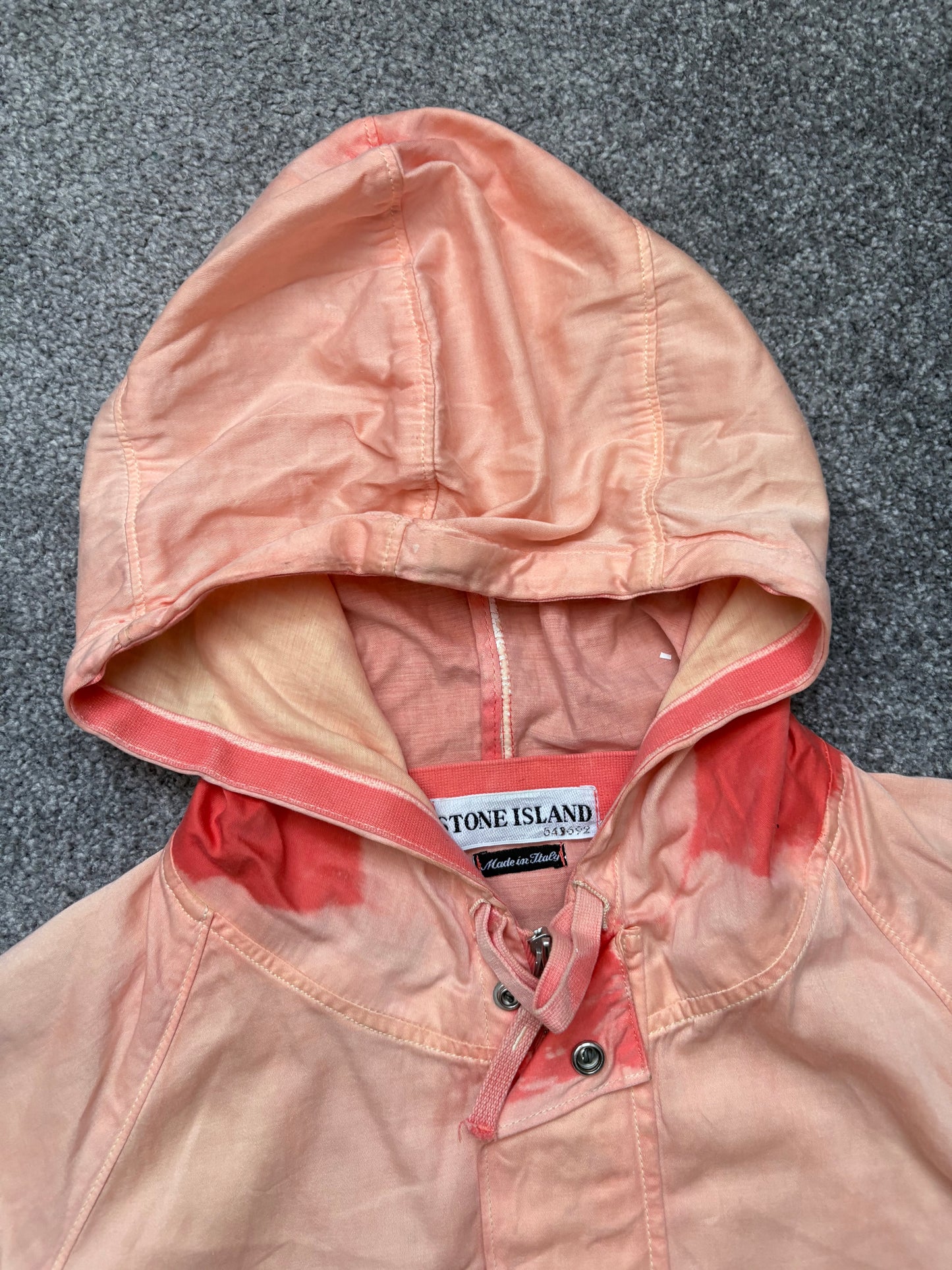 Stone Island 2002 Orange Sun Bleached Raso Gommato Jacket