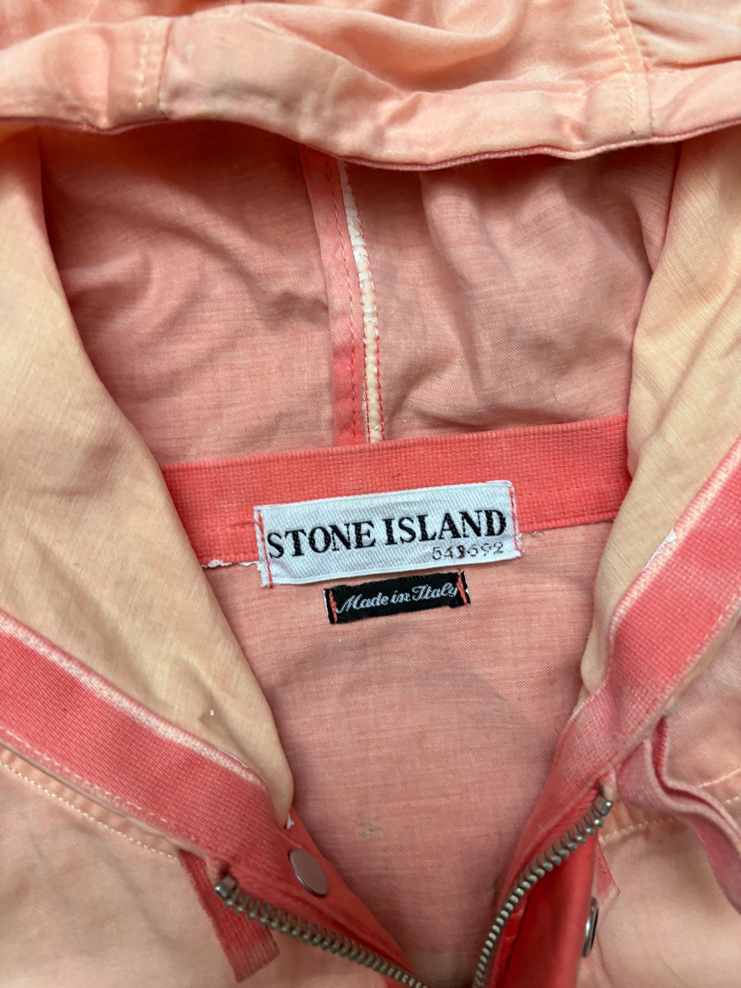 Stone Island 2002 Orange Sun Bleached Raso Gommato Jacket