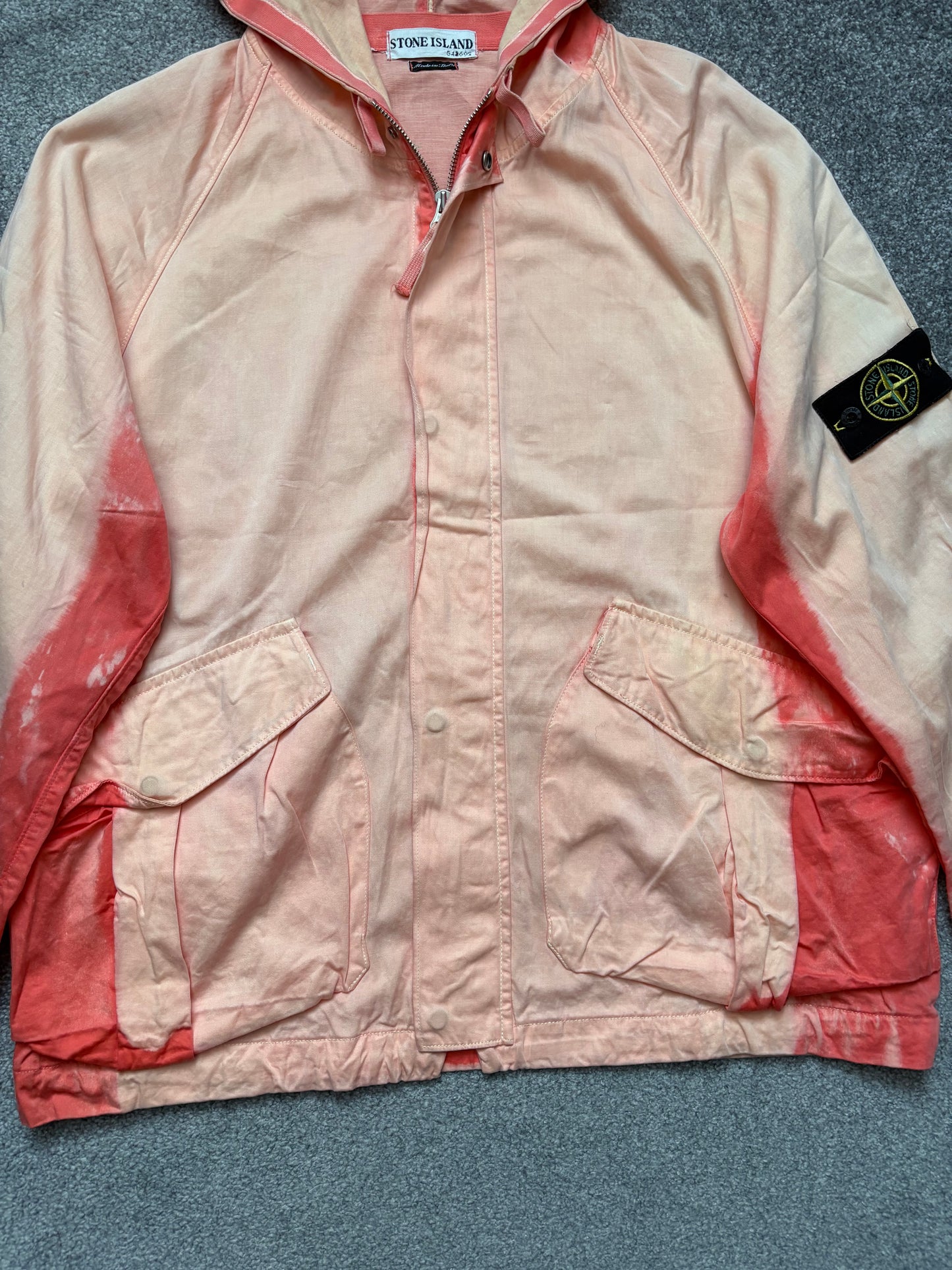 Stone Island 2002 Orange Sun Bleached Raso Gommato Jacket
