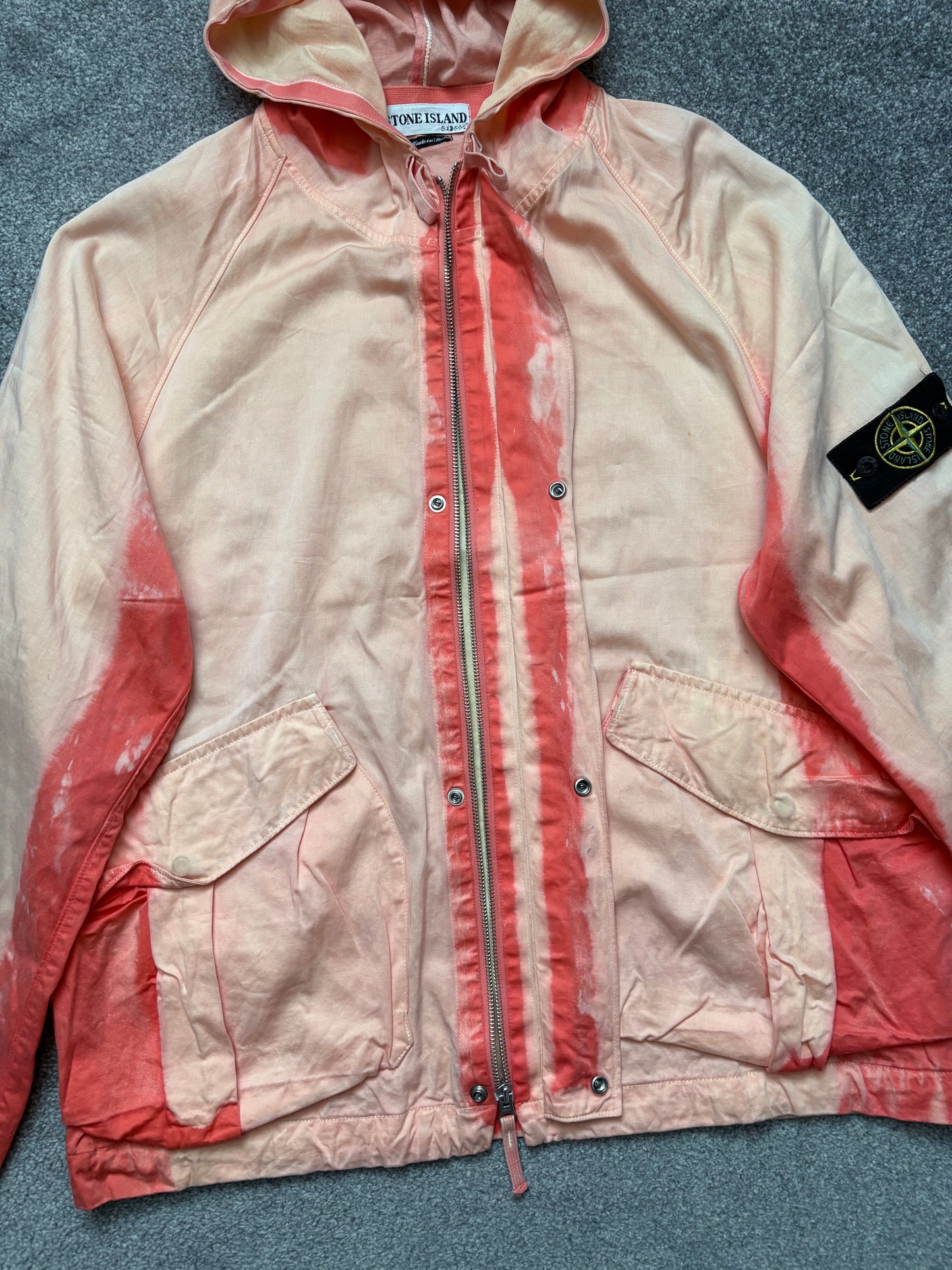 Stone Island 2002 Orange Sun Bleached Raso Gommato Jacket