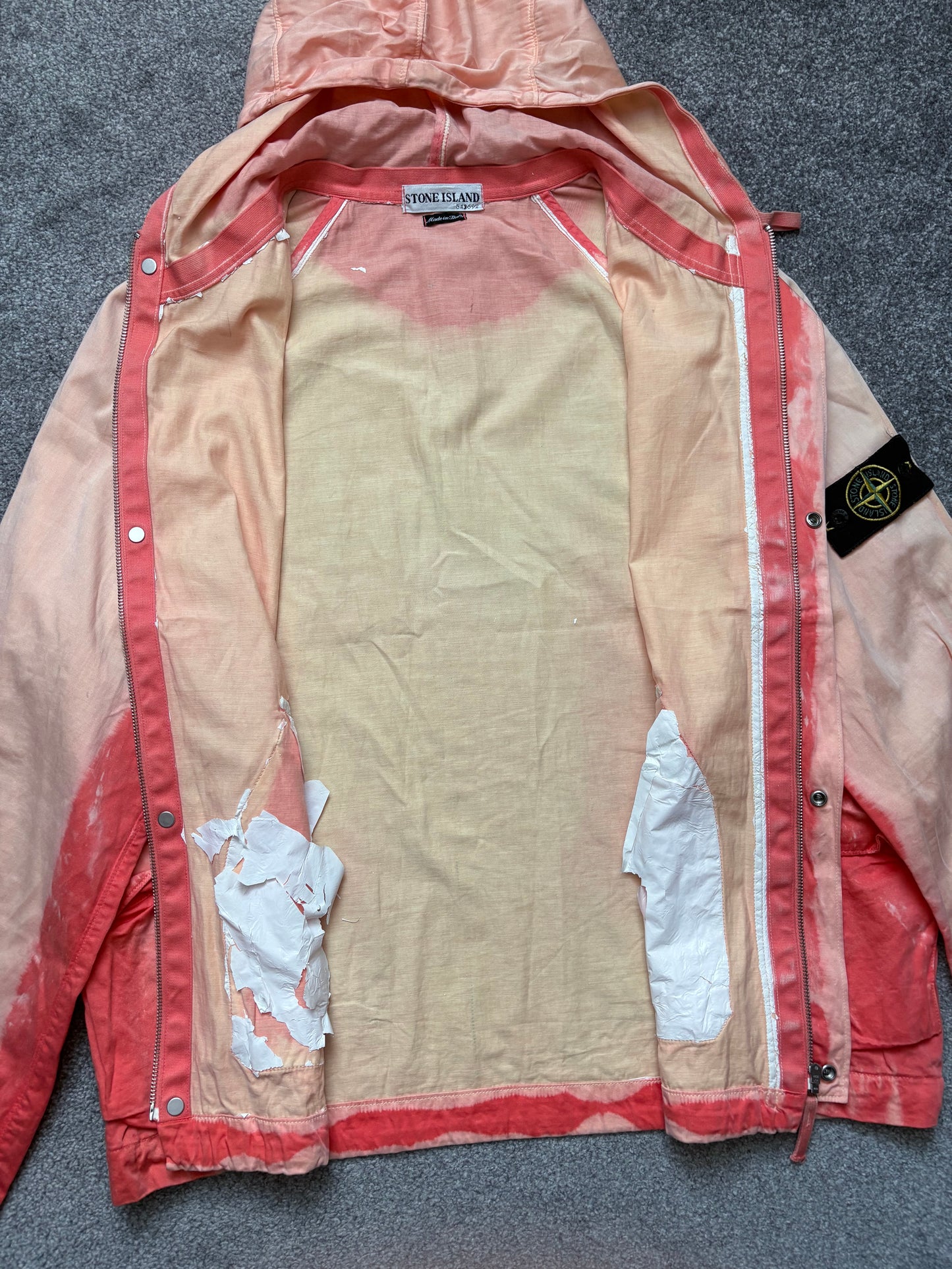 Stone Island 2002 Orange Sun Bleached Raso Gommato Jacket