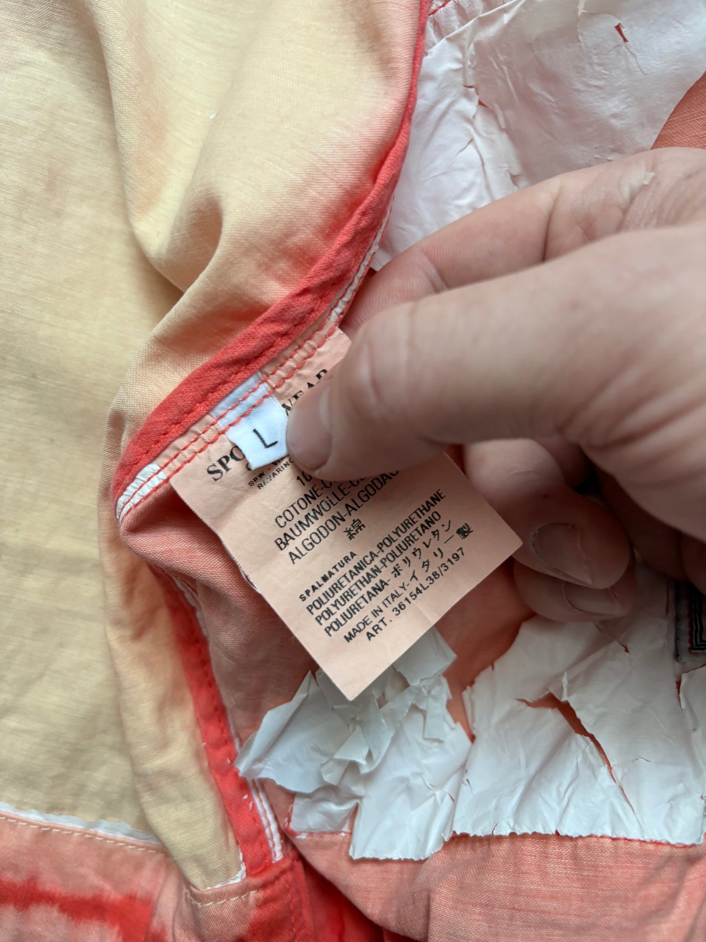 Stone Island 2002 Orange Sun Bleached Raso Gommato Jacket