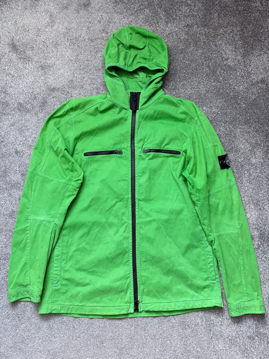 Stone Island 2016 Lime Green Thick Cotton Hooded Overshirt