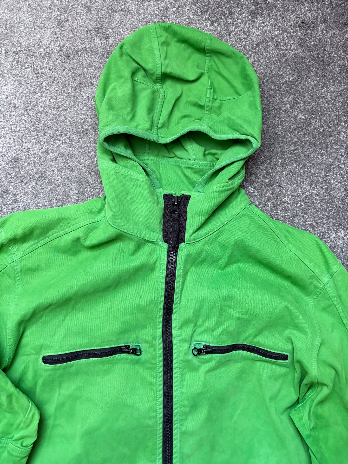 Stone Island 2016 Lime Green Thick Cotton Hooded Overshirt