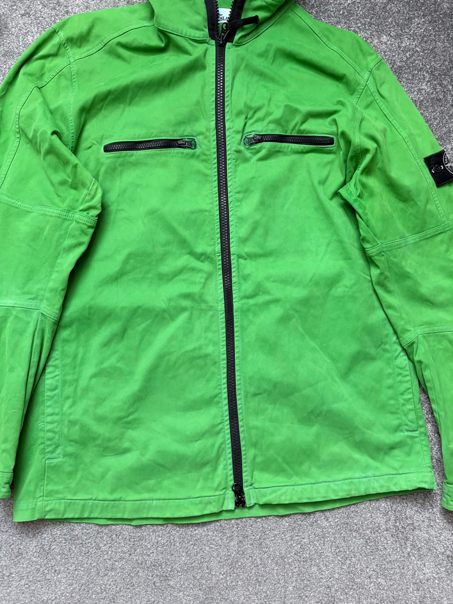 Stone Island 2016 Lime Green Thick Cotton Hooded Overshirt