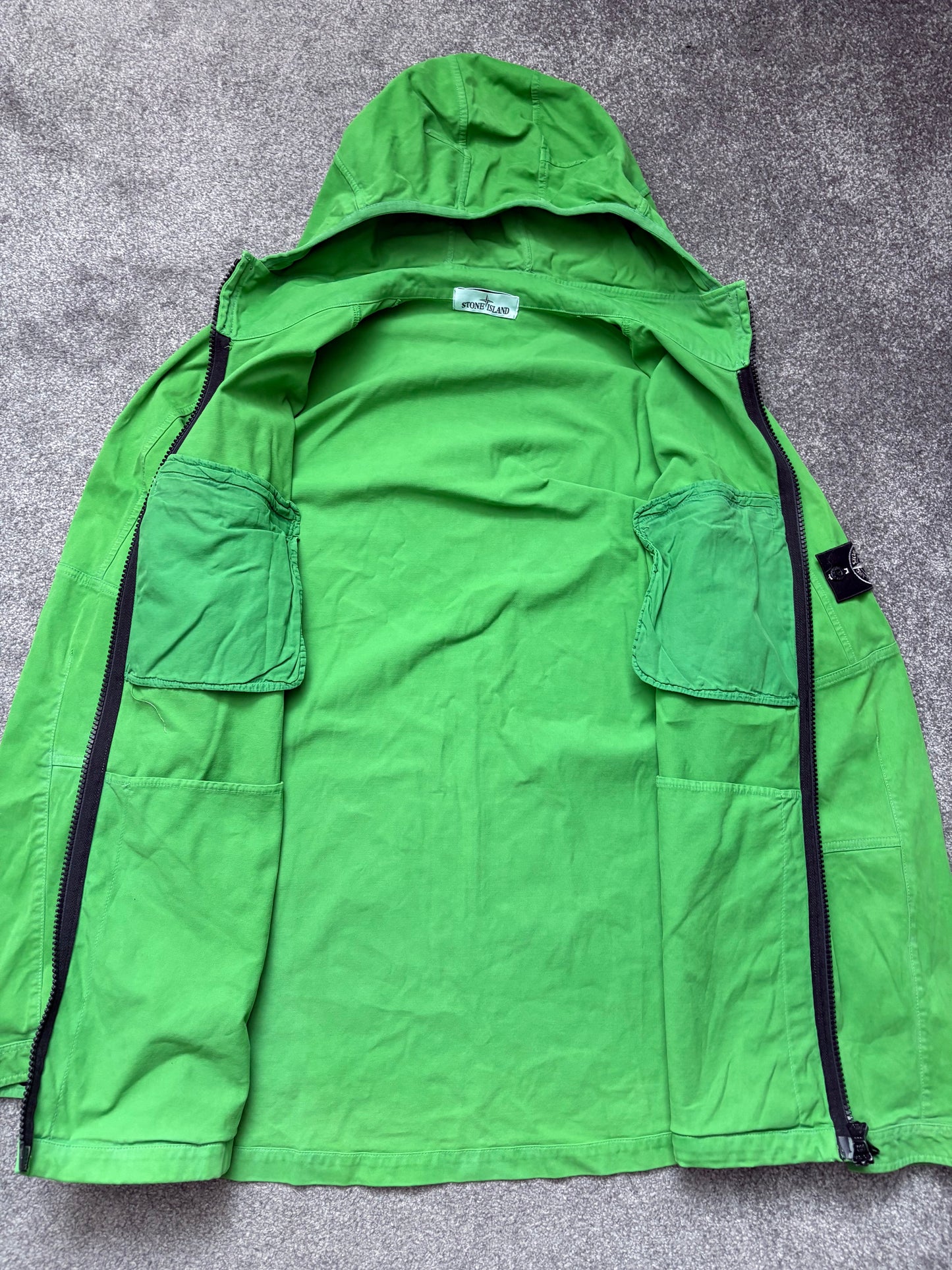 Stone Island 2016 Lime Green Thick Cotton Hooded Overshirt