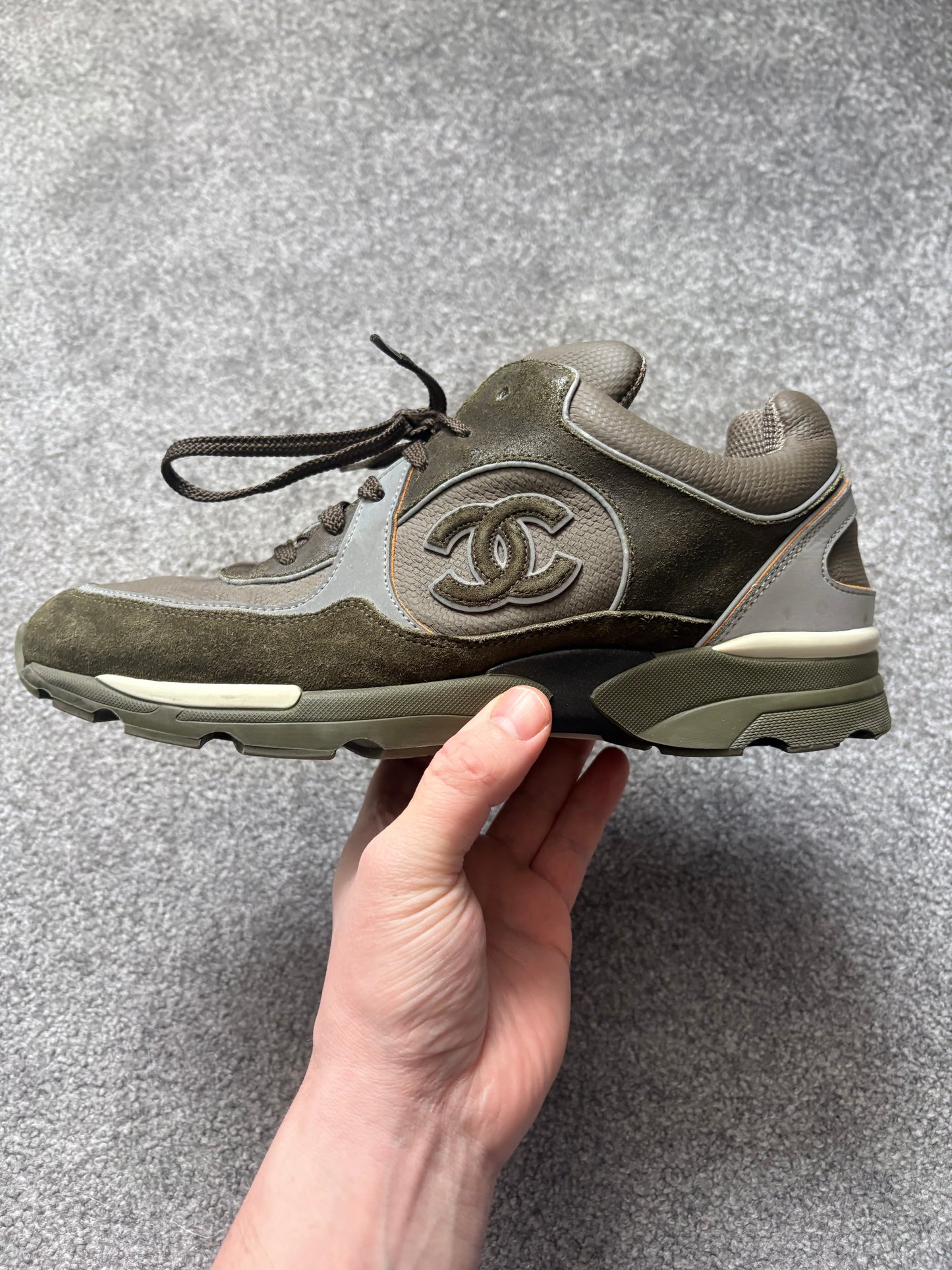 Chanel 2015 3M Khaki CC Runner Sneaker Trainers