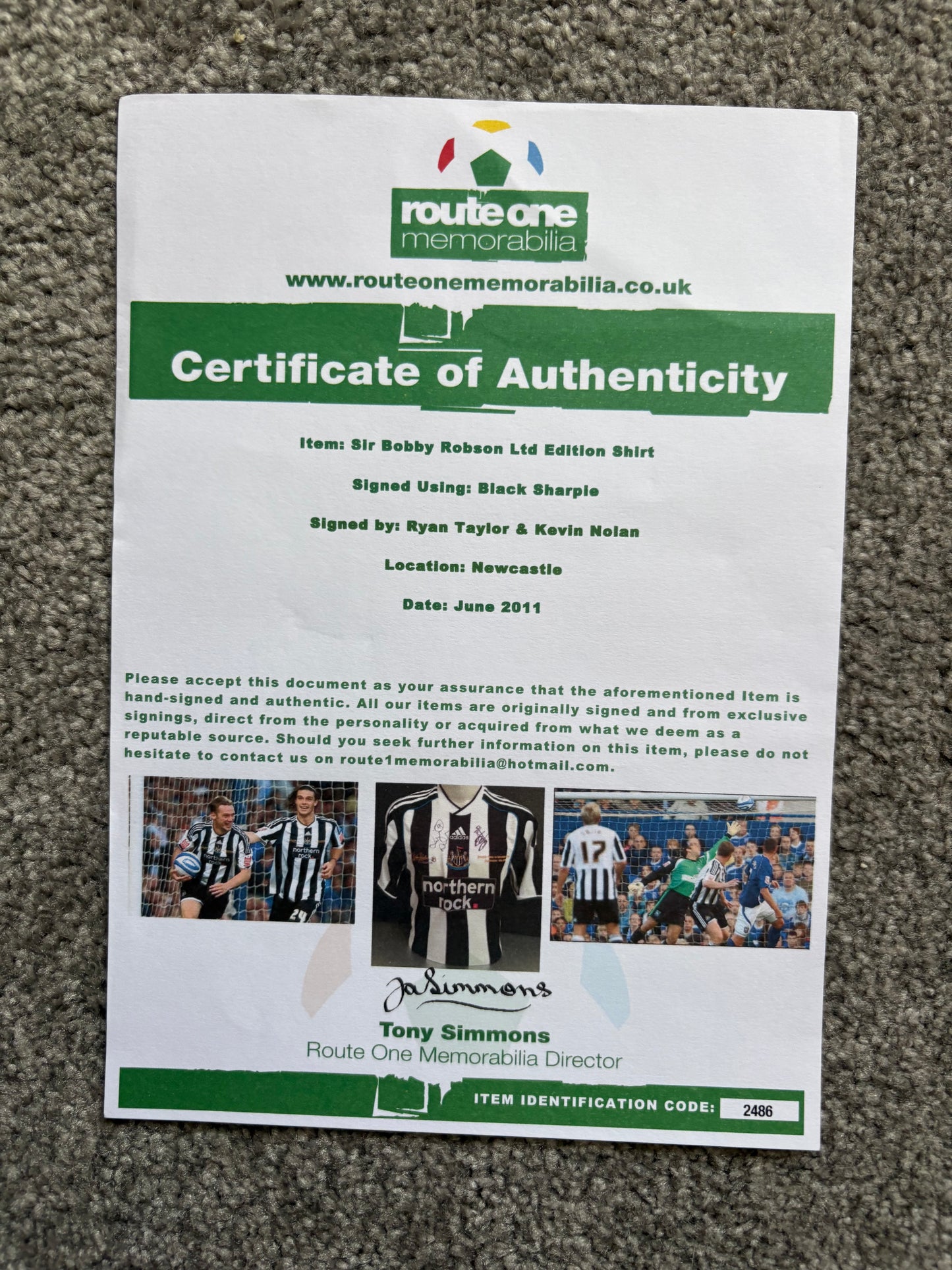 Newcastle United 2009 Bobby Robson Signed Shirt